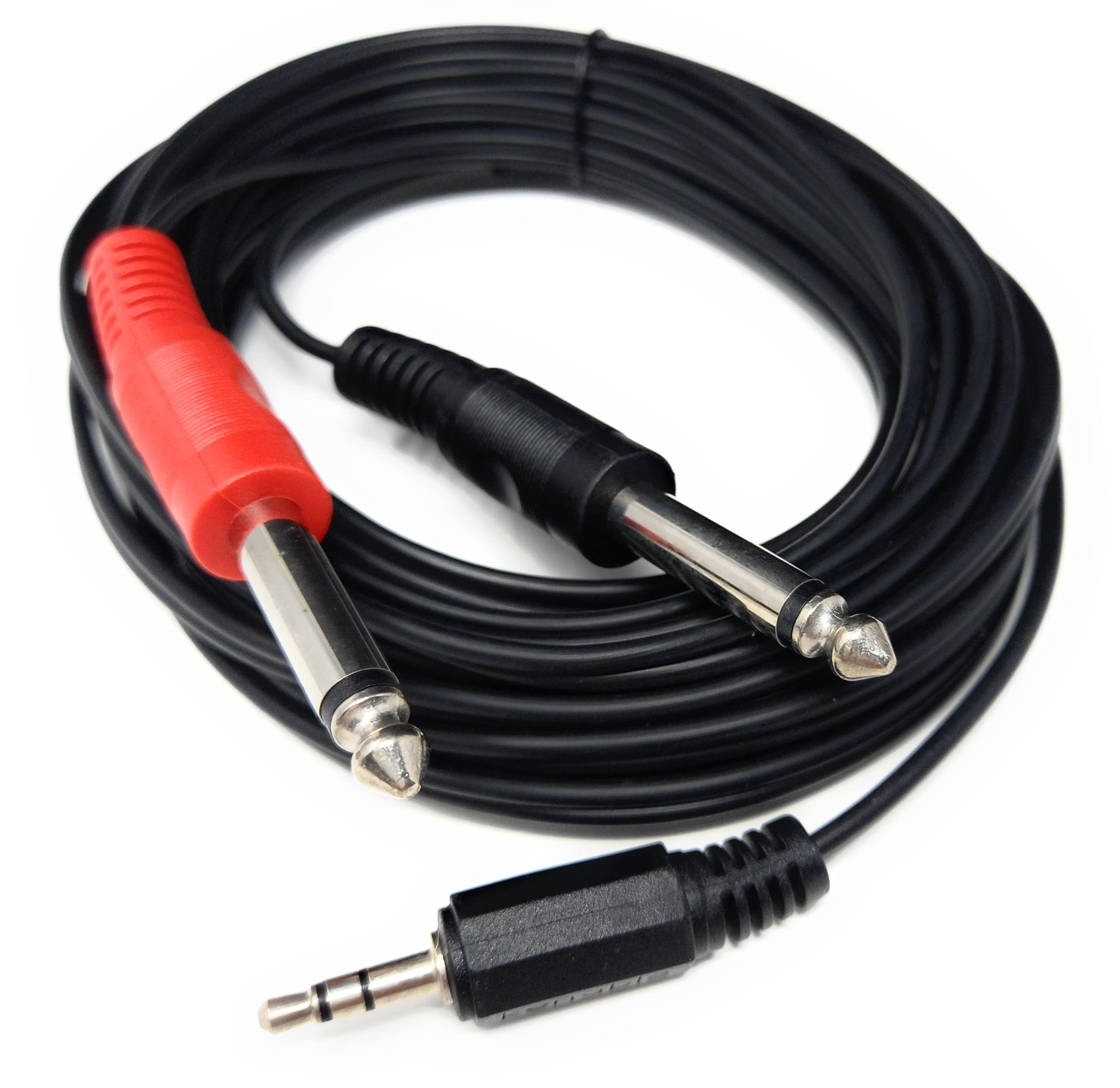 DRUT Stereo 3.5mm Jack to 2 x 6.35mm Mono Jacks, Y Cable Lead create description