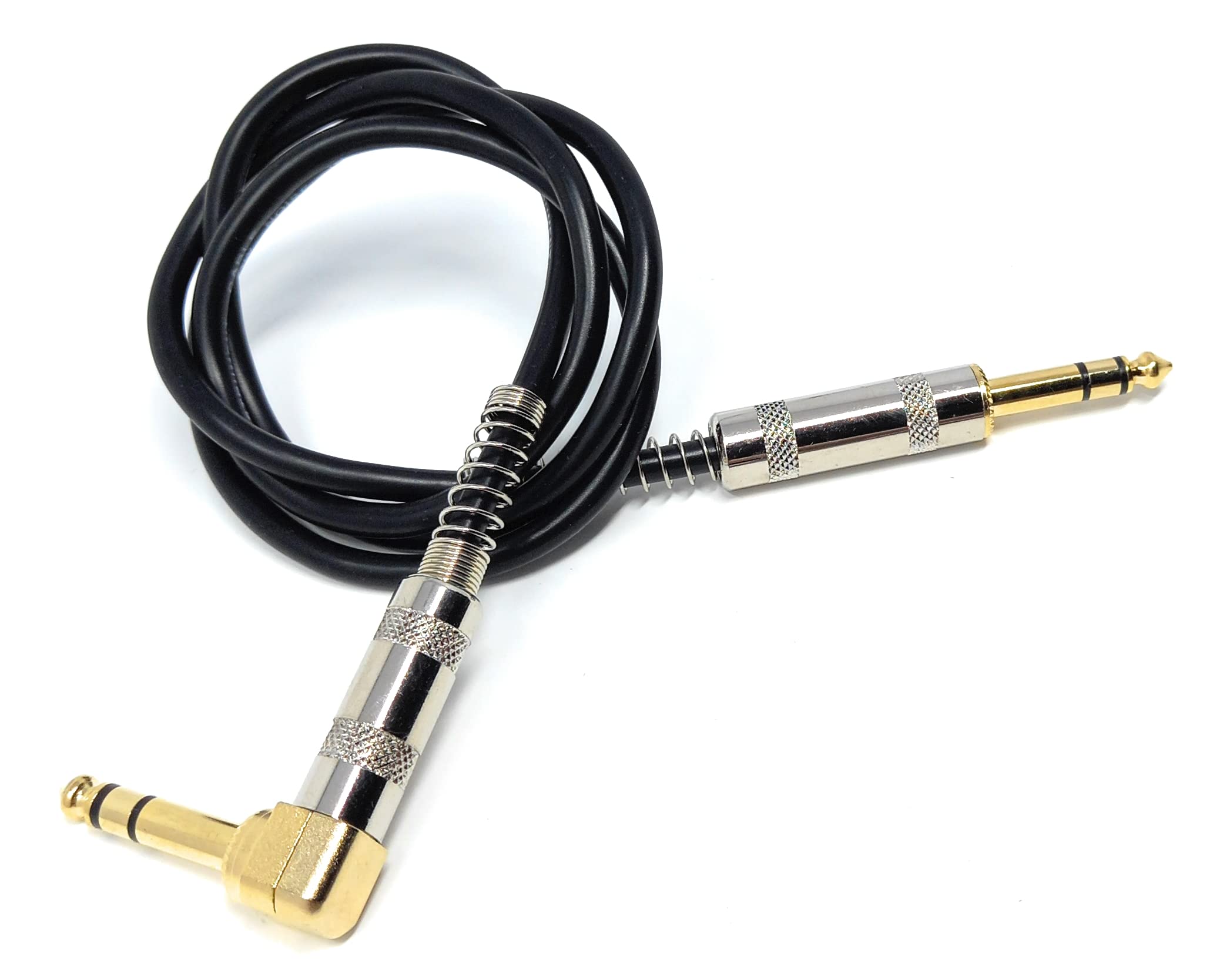 DRUT Straight 6.35mm to Right Angle Jack Stereo Audio Male to Male Plugs 3 Pole TRS Balanced Patch Cable
