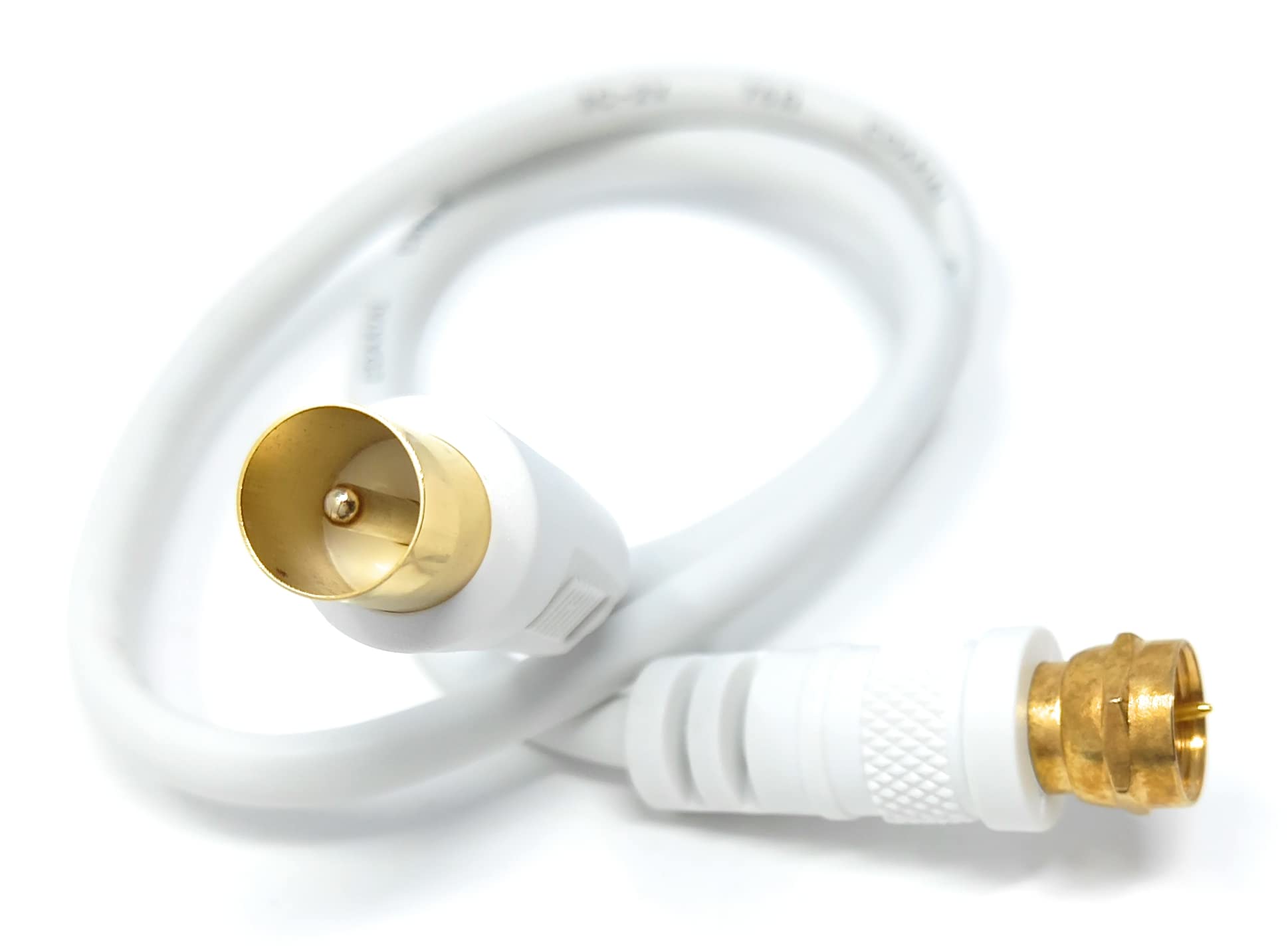 DRUT RF TV Aerial Male to F Type Connector Male Plug Coaxial Coax Cable, Lead, 75 Ohm, 3C-2V