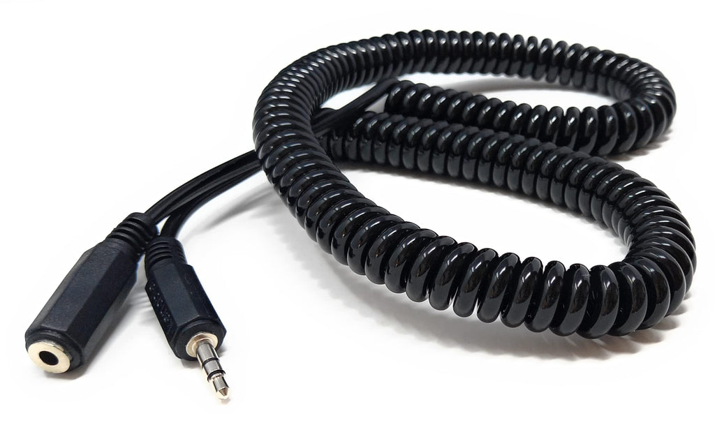 DRUT 3.5mm Stereo Jack to 3.5mm Socket Headphone, Speaker, HI-FI Extension Coiled Cable Lead