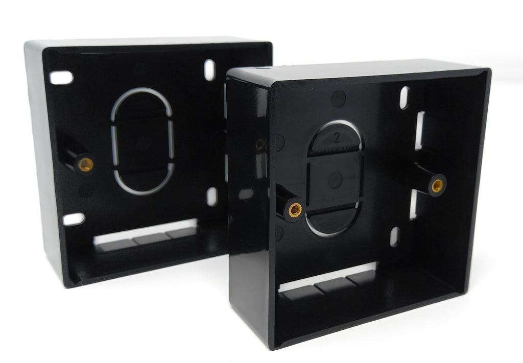 1-Gang Surface Mount Back Box – Black Pattress Box 86mm x 86mm x 32mm, Durable Wall-Mounted Electrical & Network Faceplate Housing