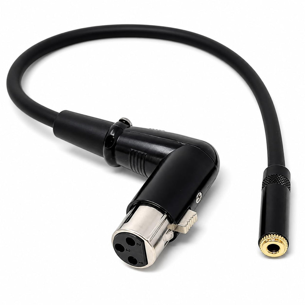 DRUT 3.5mm Female to XLR Female Elbow Audio Adapter Cable 30cm, Right Angle AUX to XLR Converter Lead for Microphone, Mixer, Amplifier, Audio Interface & Recording Equipment