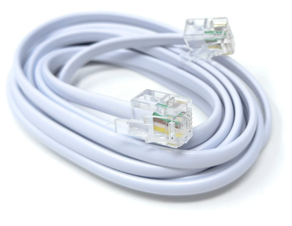 DRUT RJ11 to RJ11 Telephone Landline Cable ADSL (6P4C) Flat Lead High Speed BT Internet Broadband Male to Male Router, Modem, Phone Extension Wire