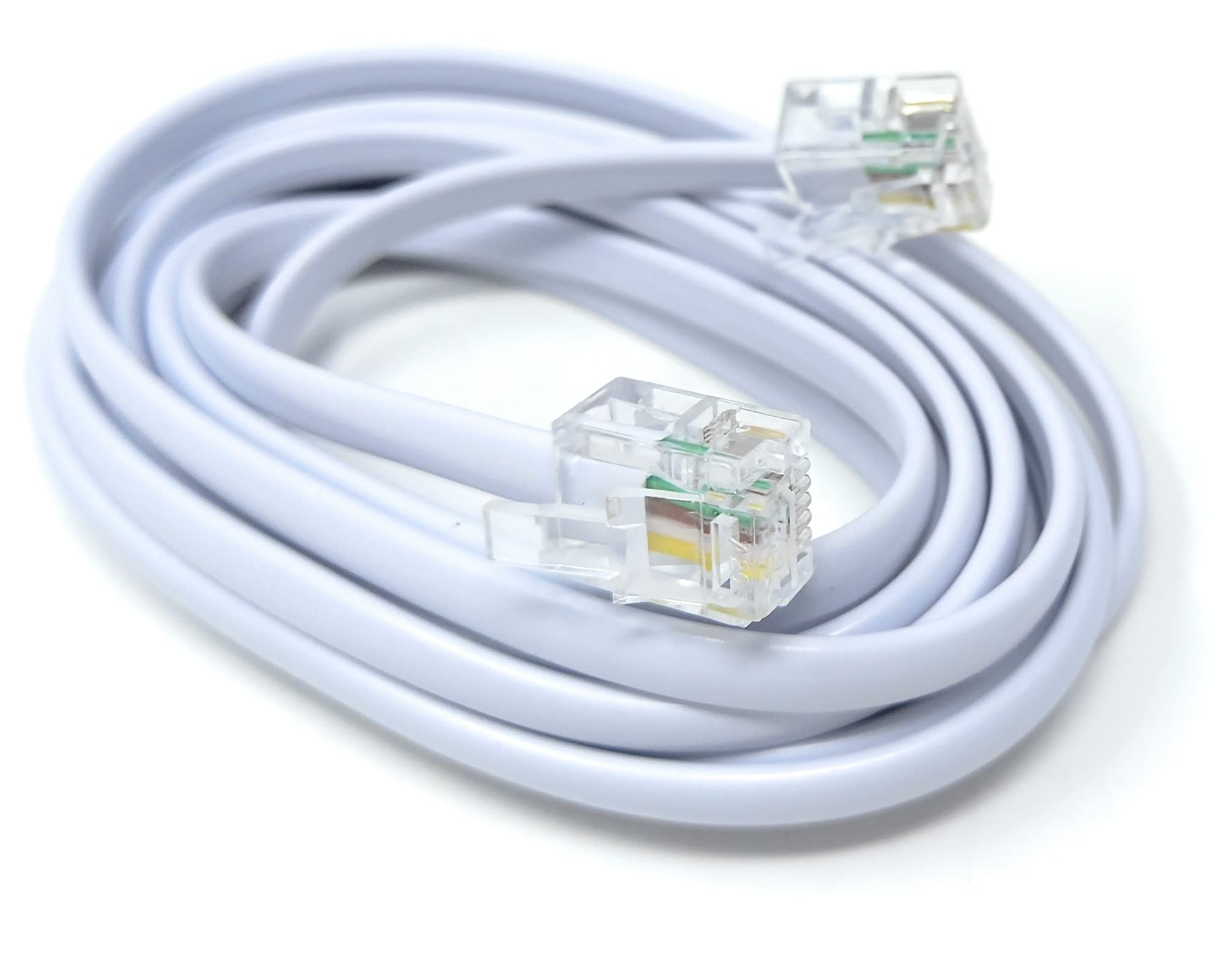 DRUT RJ11 to RJ11 Telephone Landline Cable ADSL (6P4C) Flat Lead High Speed BT Internet Broadband Male to Male Router, Modem, Phone Extension Wire