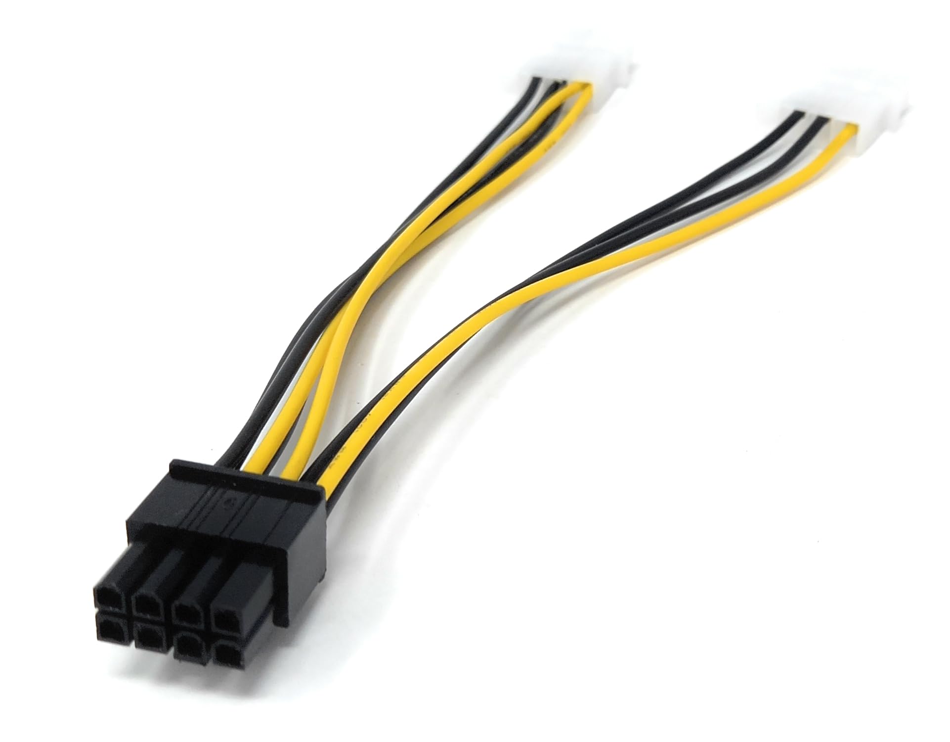 DRUT 8-Pin PCIe to Dual Molex Power Adapter Cable – 4-Pin LP4 to 8-Pin PCI Express GPU Power Y Splitter for Graphics Cards – 18cm