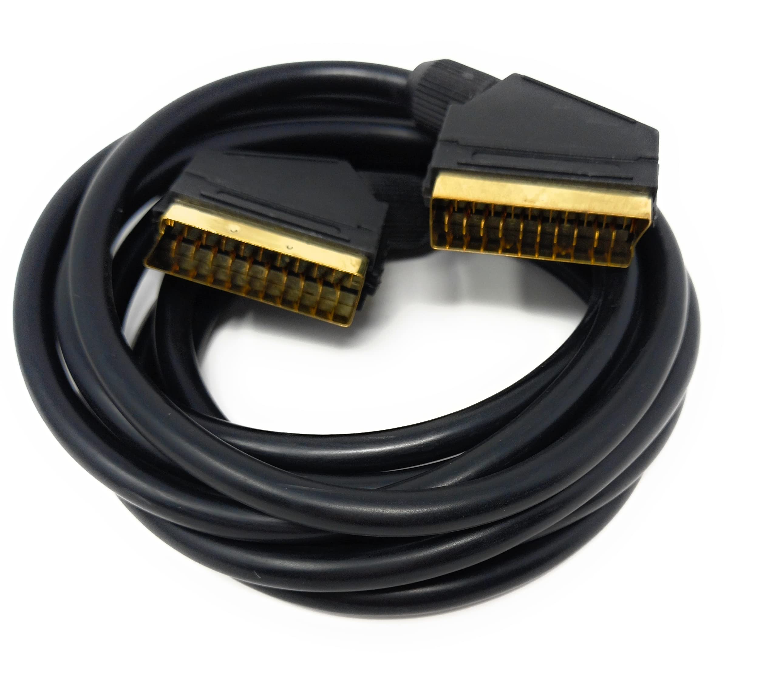 DRUT Scart to Scart Cable Lead, 21 Pin Male to Male (Plug to Plug) RGB Cord for TV, VCR, DVD Player Gold Plated