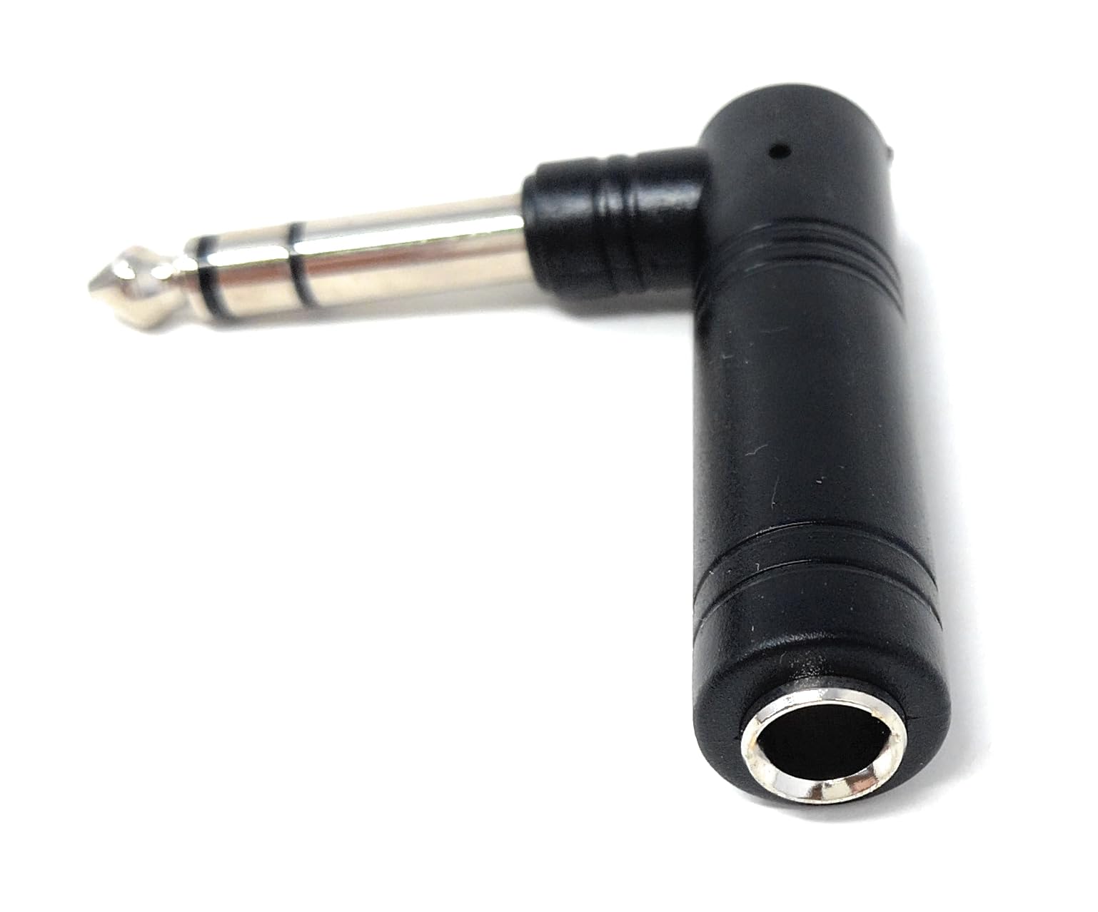 DRUT 6.35mm Right-Angle TRS Audio Adapter – Stereo Male to Female Jack Plug Connector, 1/4 Inch Angled Extension for Headphones, Amps, Mixers, Instruments