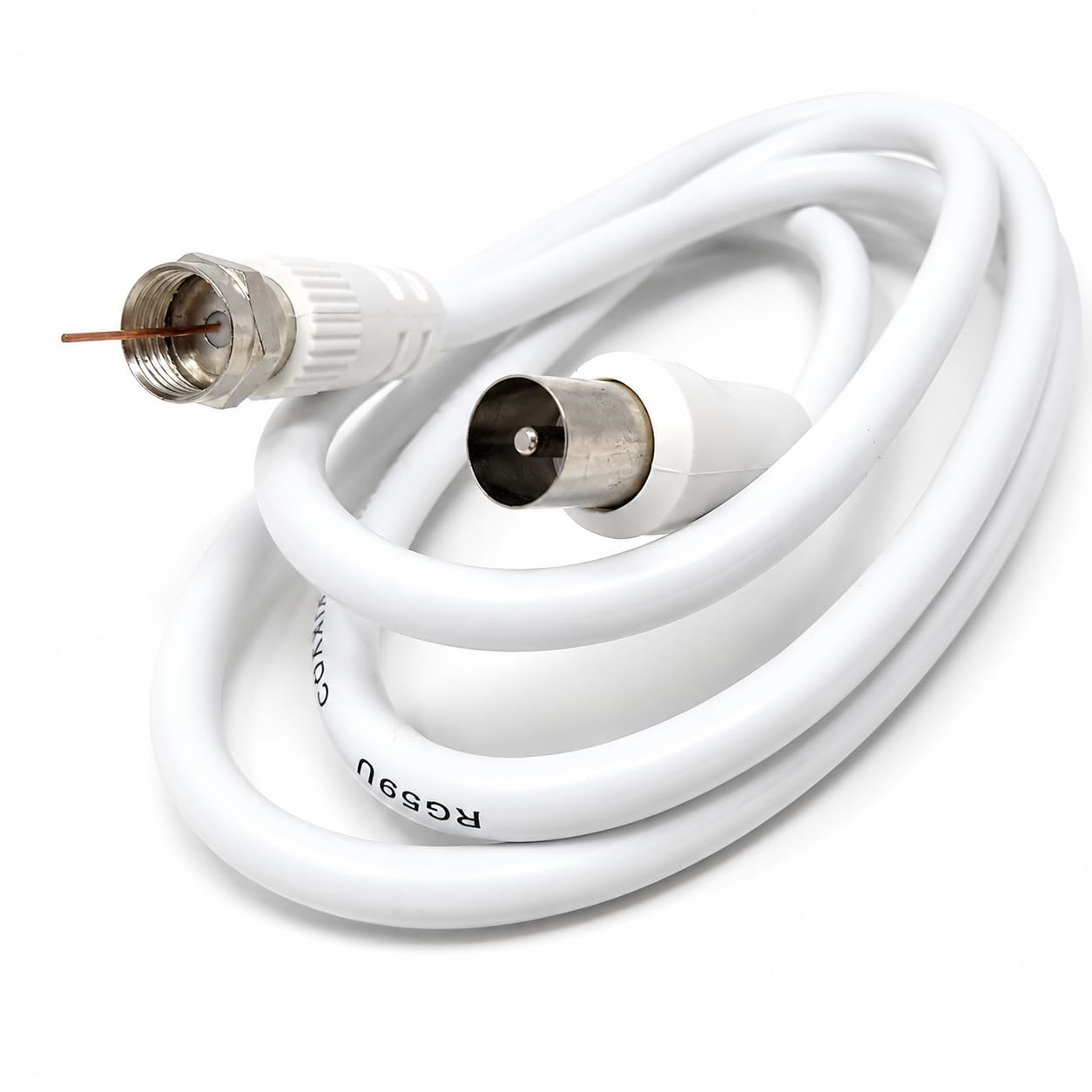 DRUT RF TV Aerial Male to F Type Connector Male Plug Coaxial Coax Cable, Lead, 75 Ohm, 3C-2V