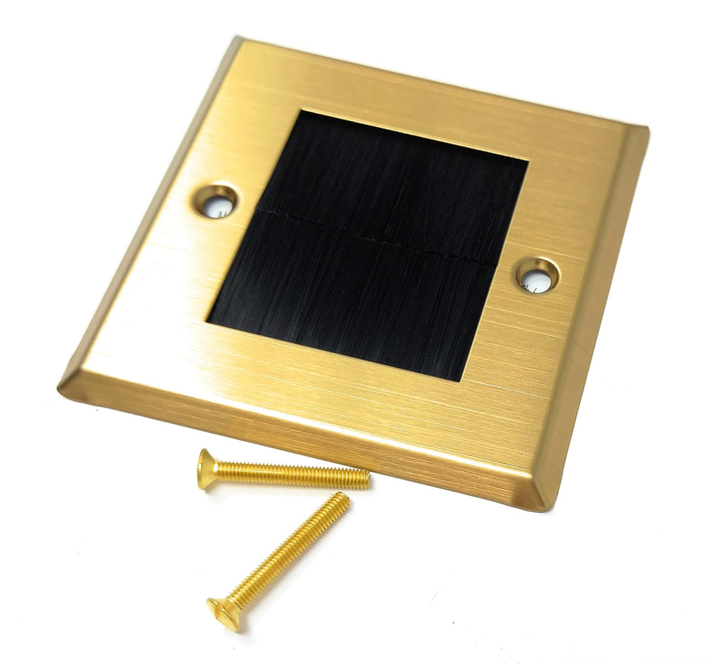Single Gang Brush Wall Outlet Cable Entry Plate, Tidy Mount AV Wire Pass-Through Faceplate, Brass Black (Screws Included)
