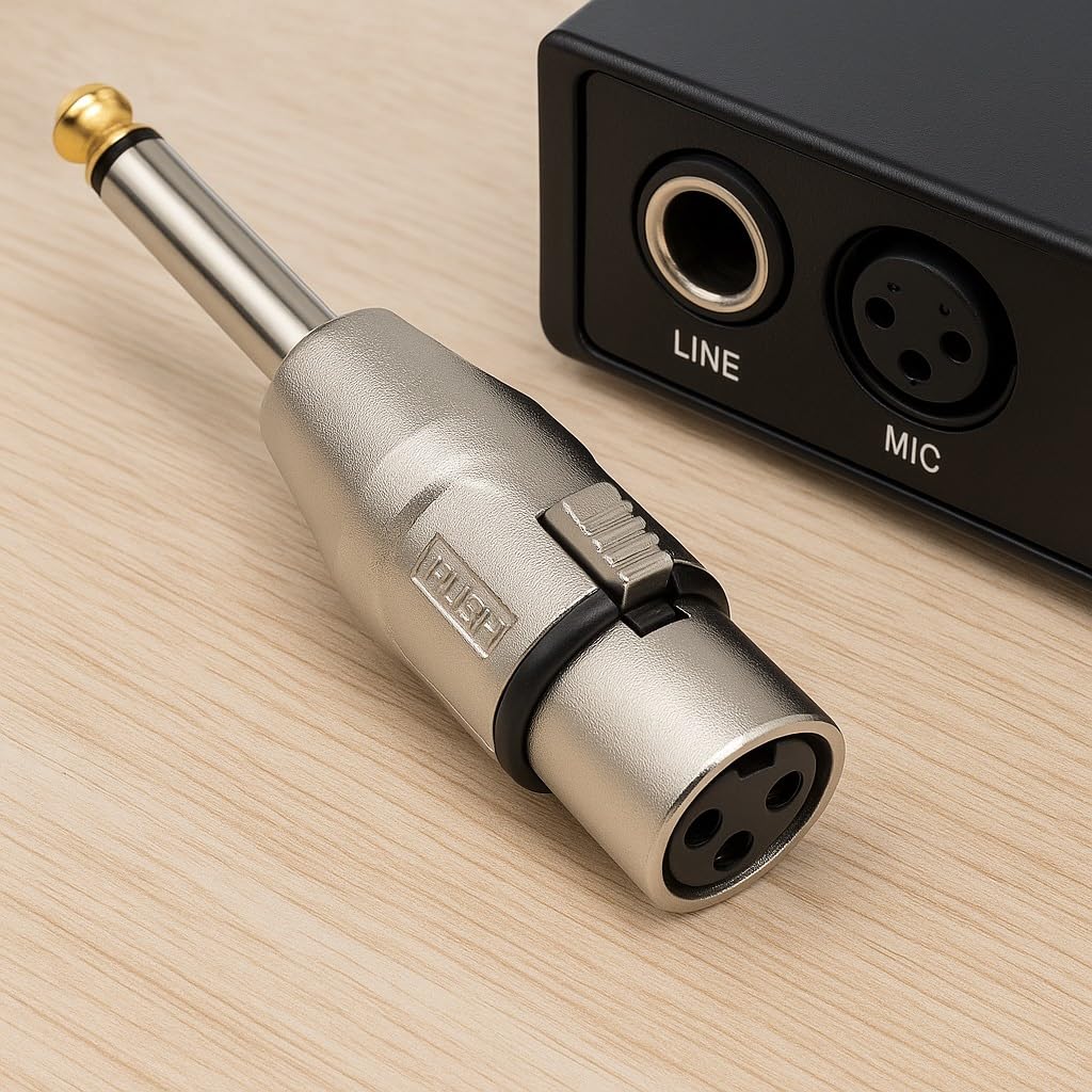 DRUT XLR Female to 6.35mm TS Mono Jack Adapter, Gold-Tipped Audio Connector for Microphones, Mixers, Amplifiers, Recording Equipment, DJ