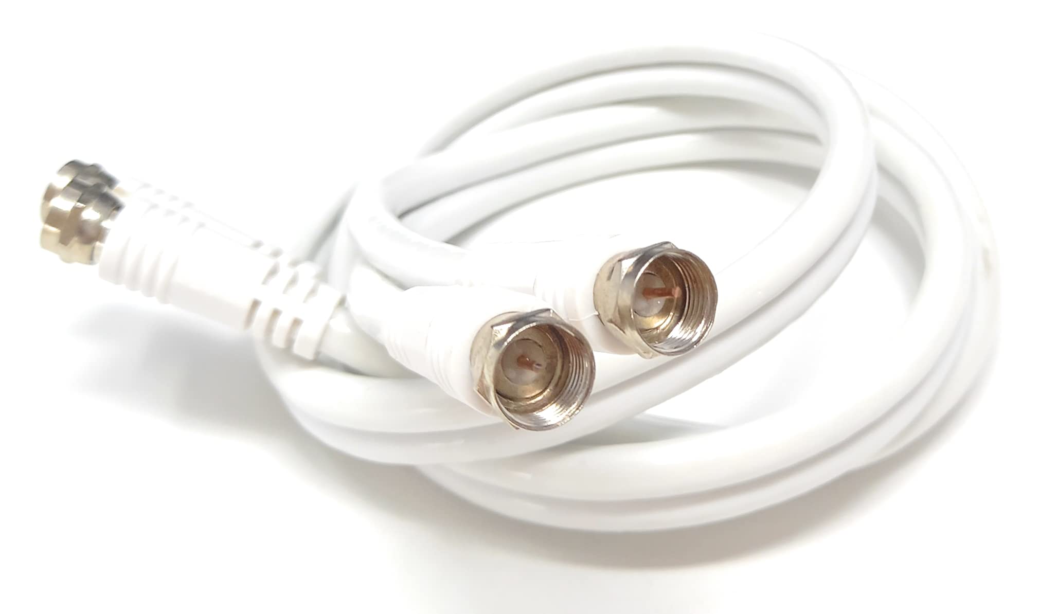 DRUT Twin Shotgun Satellite Moulded F-Type Plug to Socket RG6 Coaxial Extension Antenna Cable Lead With F-Type Couplers