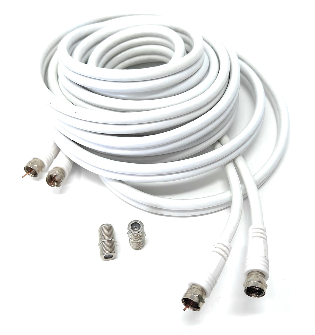 DRUT Twin Shotgun Satellite Moulded F-Type Plug to Socket RG6 Coaxial Extension Antenna Cable Lead With F-Type Couplers