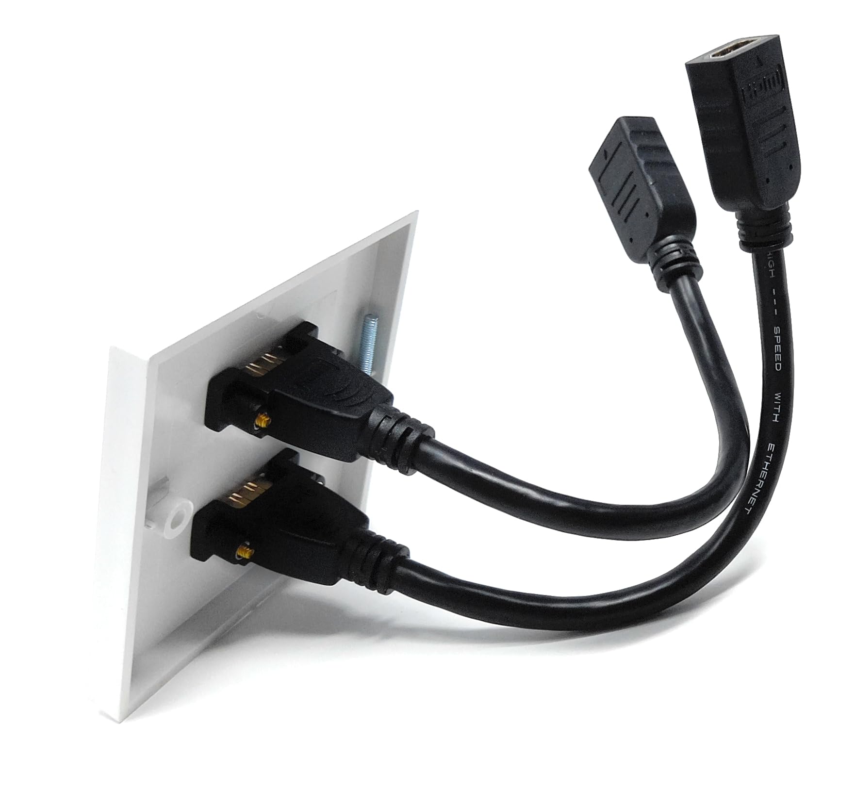 DRUT HDMI 2.0 4K Wall Plate Faceplate With 15cm Pigtail Extension Cable, Single Gang