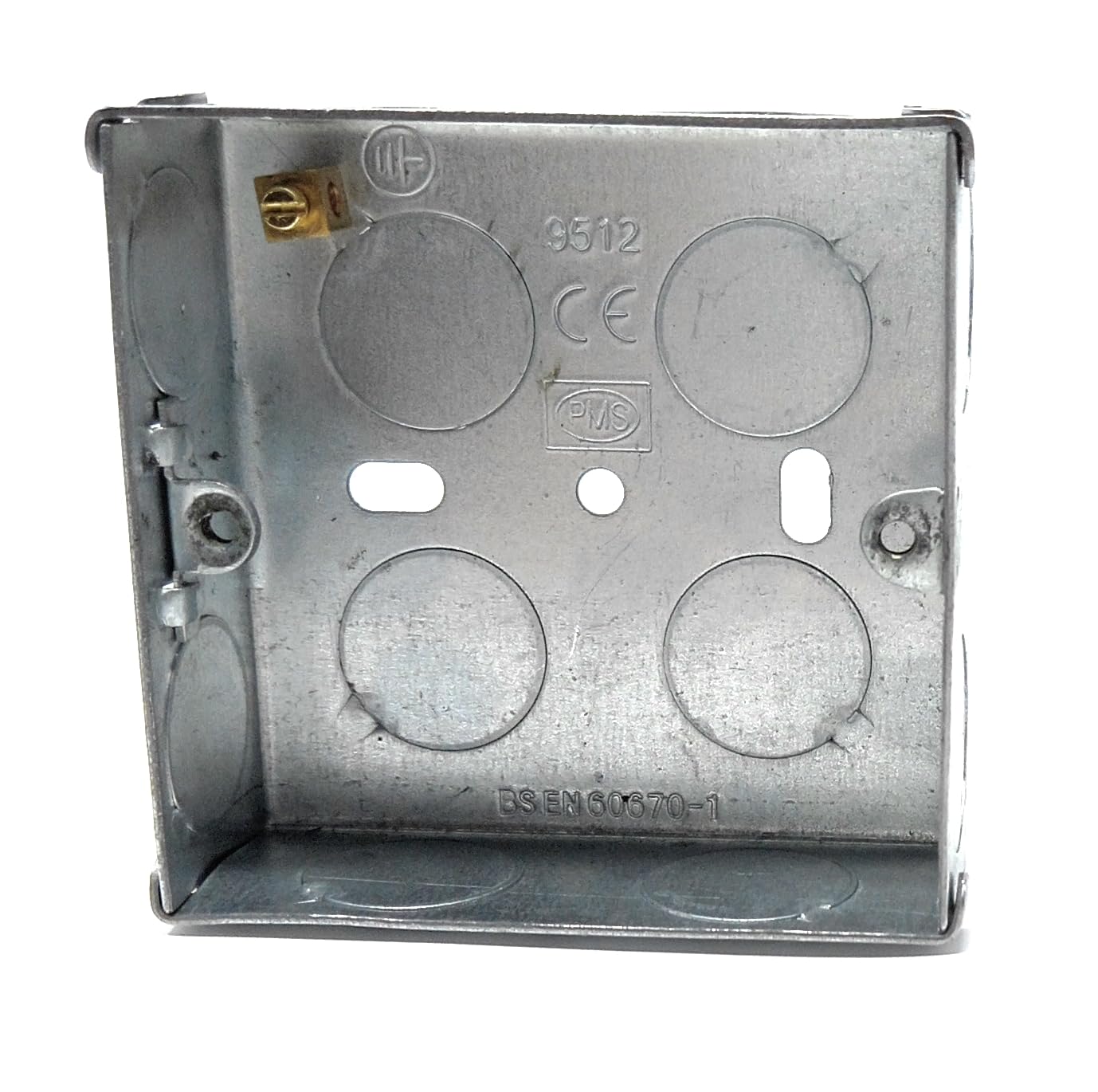 1 Gang Metal Surface Mount Back Box Pattress Box (25mm Deep) Fitted With Earth Terminals