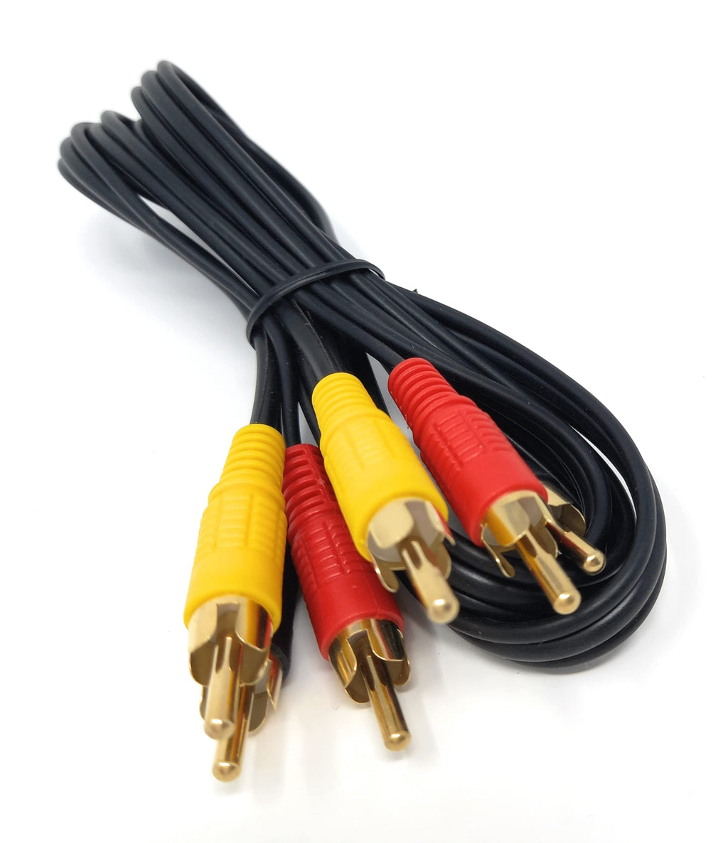 DRUT 3 RCA to 3 RCA Phono Male Plug Triple Jack Cable AV Audio Video Composite Lead