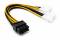 DRUT PCIe 8 Pin Power Cable, Dual 4 Pin Molex LP4 to 8 Pin GPU Power Adapter for Graphics Cards, PSU Converter Connector for Desktop PC