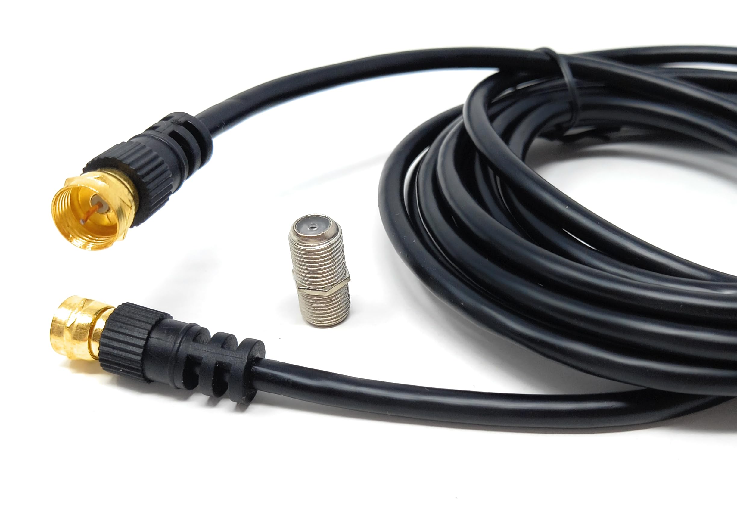 DRUT F-Type Connector TV RG6 Cable With (F-Type Female Coupler) Compatible With STB, Dish TV, Satellite, Antenna Coax Cable Lead