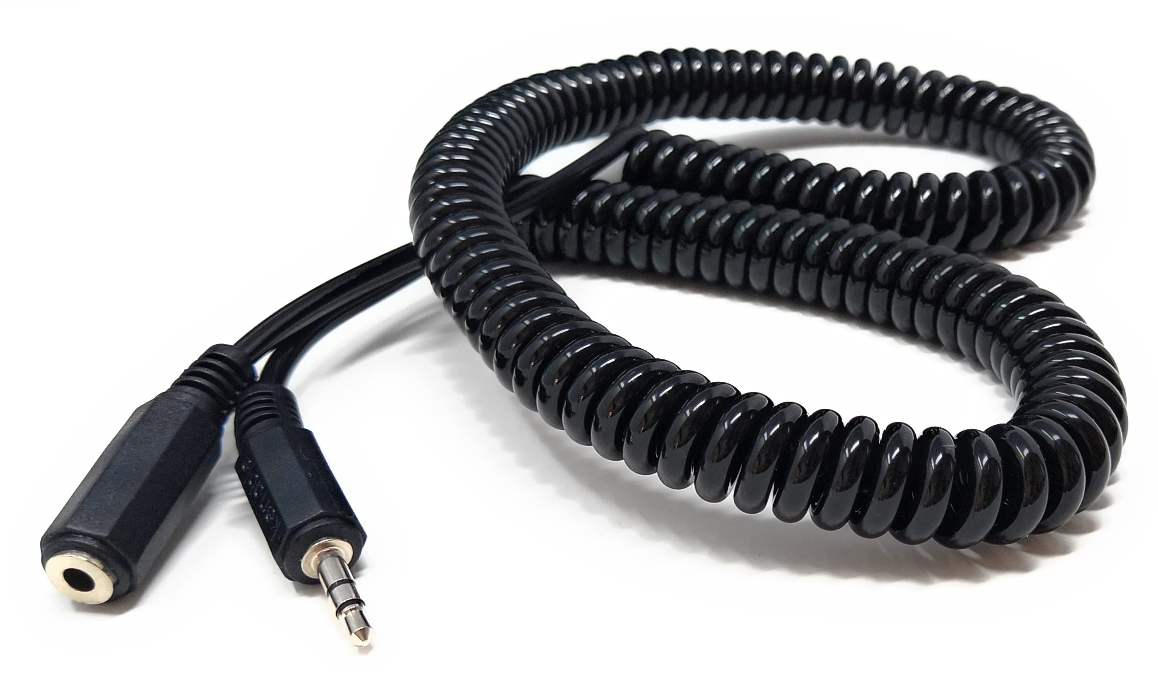 DRUT 3.5mm Stereo Jack to 3.5mm Socket Headphone, Speaker, HI-FI Extension Coiled Cable Lead