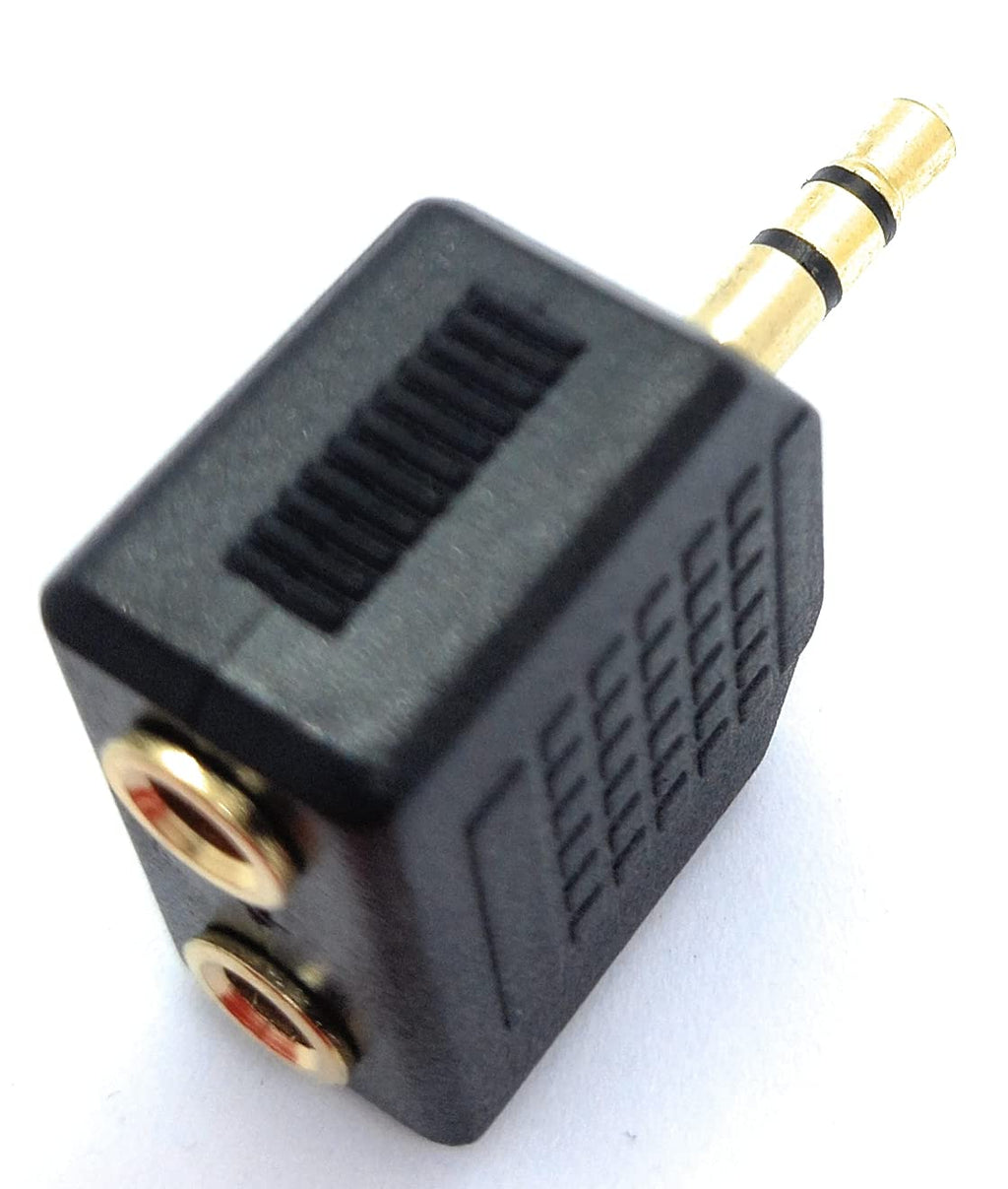 DRUT 3.5mm Stereo Jack to Twin 3.5mm Sockets Splitter Speaker, Headphone Cable Adapter, Gold Connectors