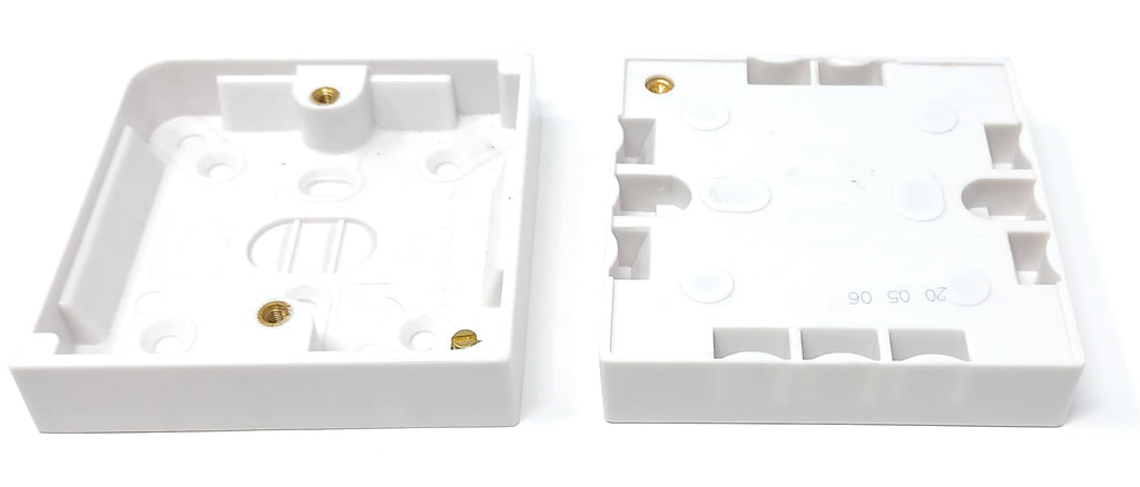 1 Gang Surface Mount Back Box Pattress Box 16mm x 85mm x 85mm White