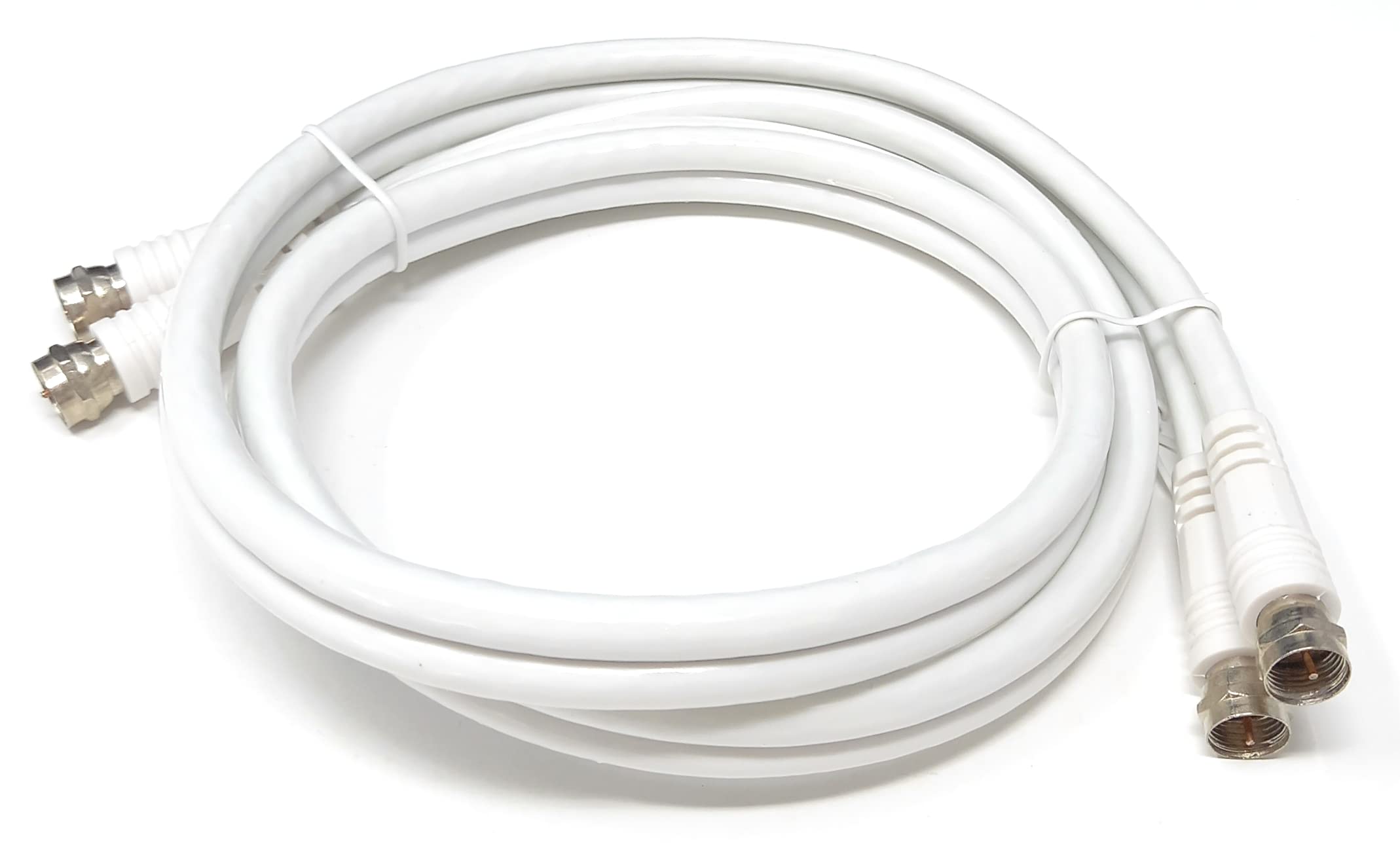 DRUT Twin Shotgun Satellite Moulded F-Type Plug to Socket RG6 Coaxial Extension Antenna Cable Lead With F-Type Couplers