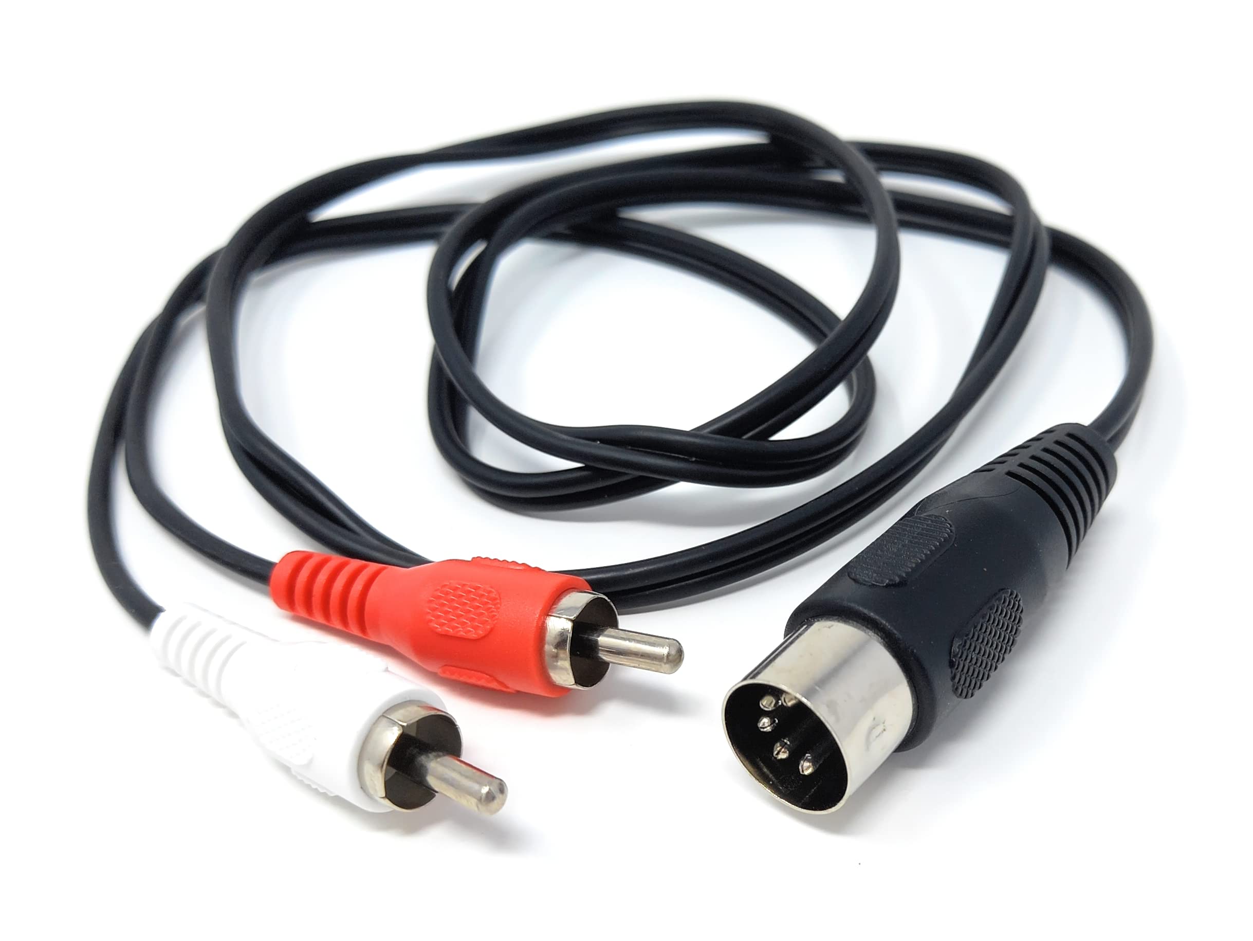 DRUT 5 Pin Midi Male Din Plug to 2 x RCA Phono Male Plugs Audio Cable (wired 3+5) to 2 x RCA plugs