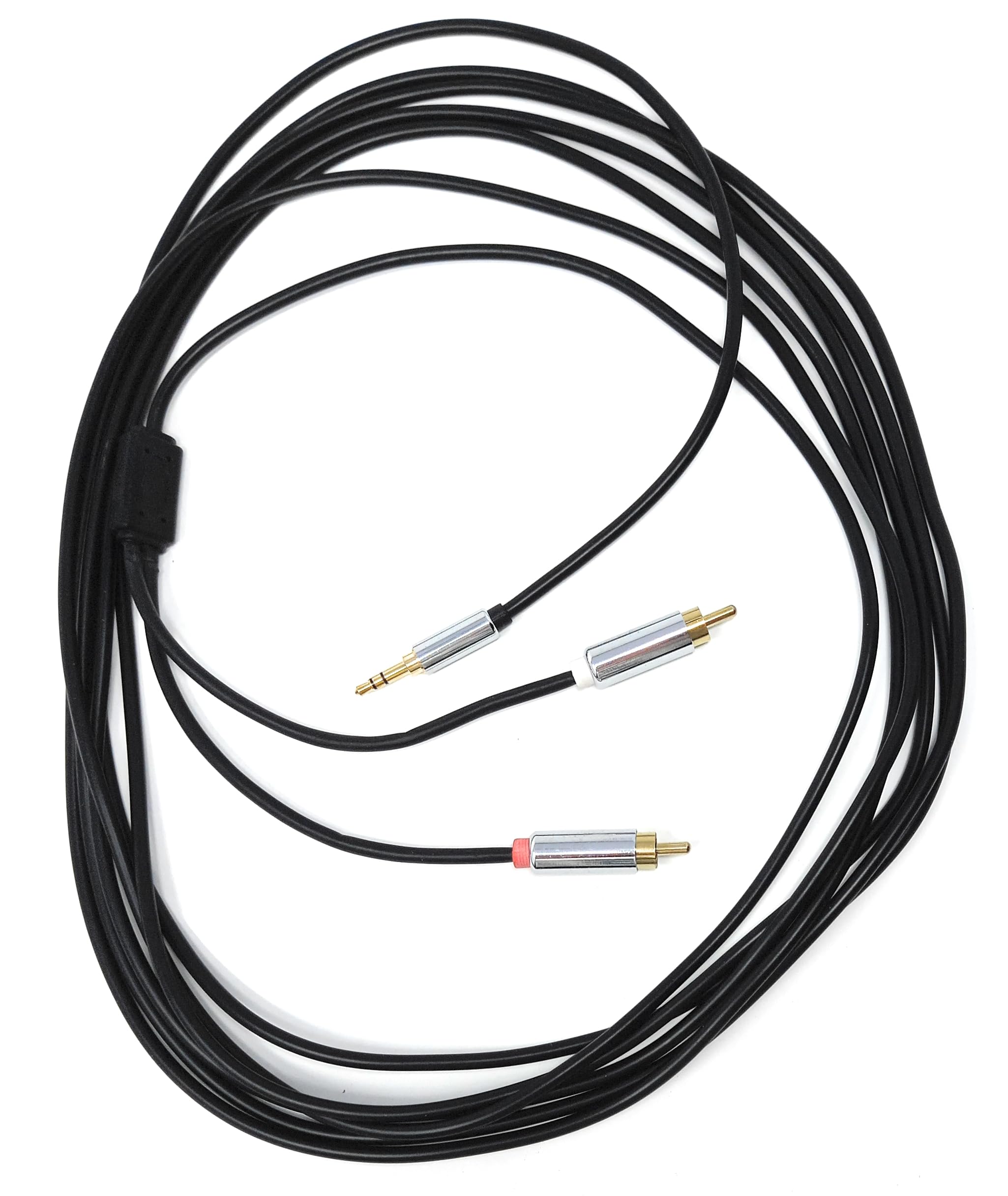 DRUT 3.5mm 1/8 Stereo Jack to 2 x RCA Phono Plugs, Auxiliary, Shielded Audio Cable, Gold Connectors
