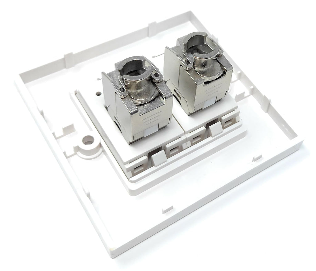 DRUT Cat6a Shielded Loaded Faceplate Tool-less for RJ45 Ethernet Cable