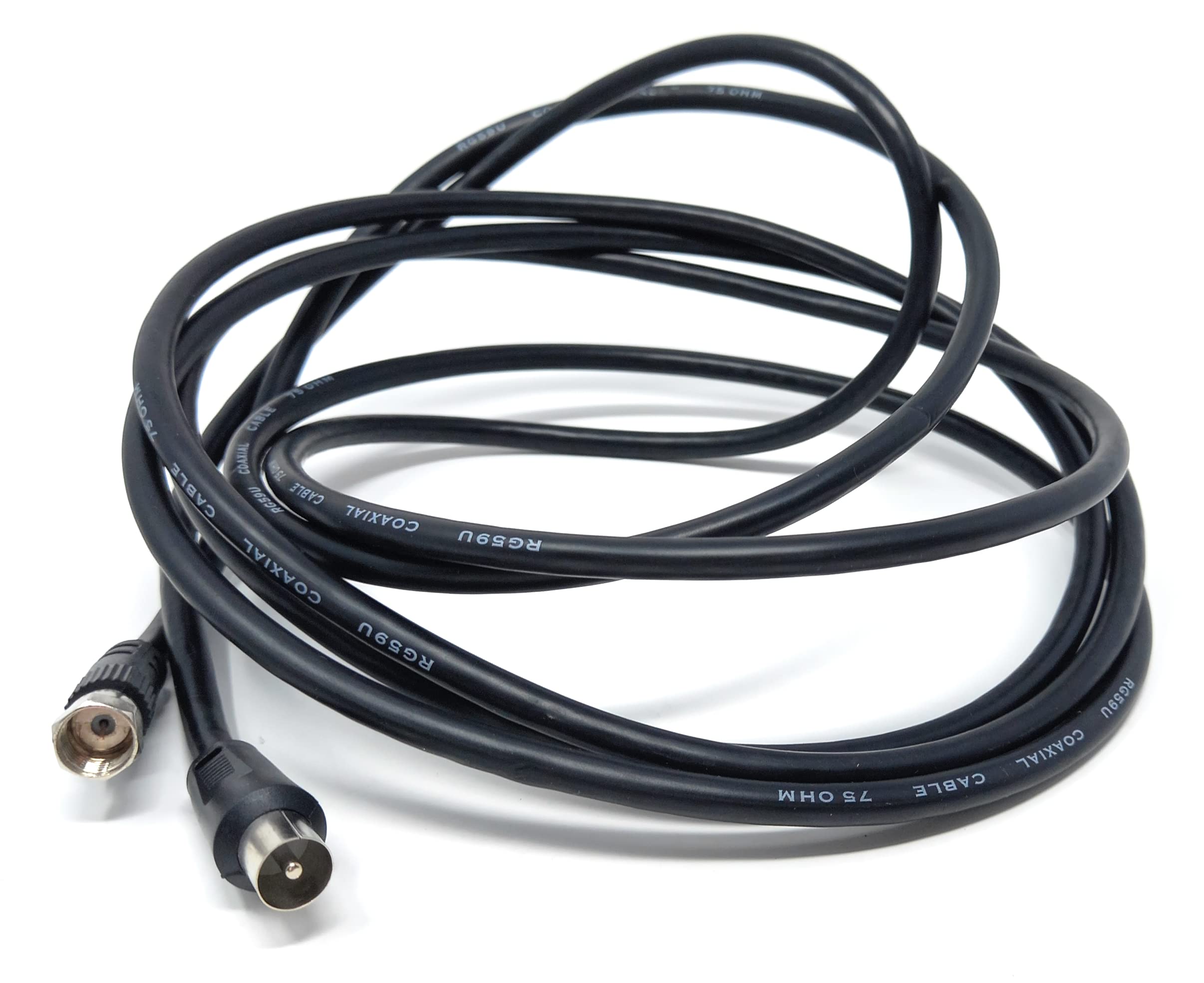 DRUT RF TV Aerial Male to F Type Connector Male Plug Coaxial Coax Cable, Lead, 75 Ohm, 3C-2V