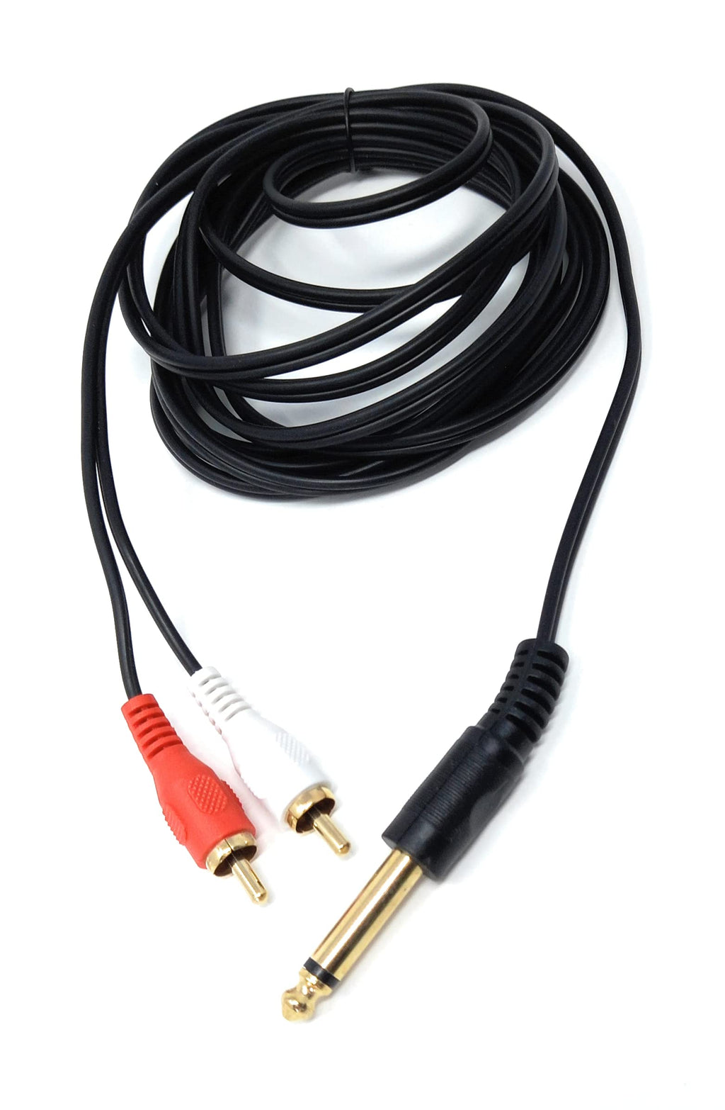 DRUT 6.35mm Mono Jack Plug to 2 x RCA Phono Plugs Screened Audio Cable Adapter Gold Contacts OFC