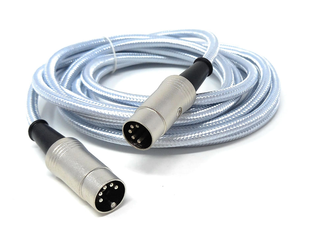 DRUT MIDI 5 Pin DIN Braided Screened Shielded Fully Wired Cable Lead for Midi Audio Equipment, White