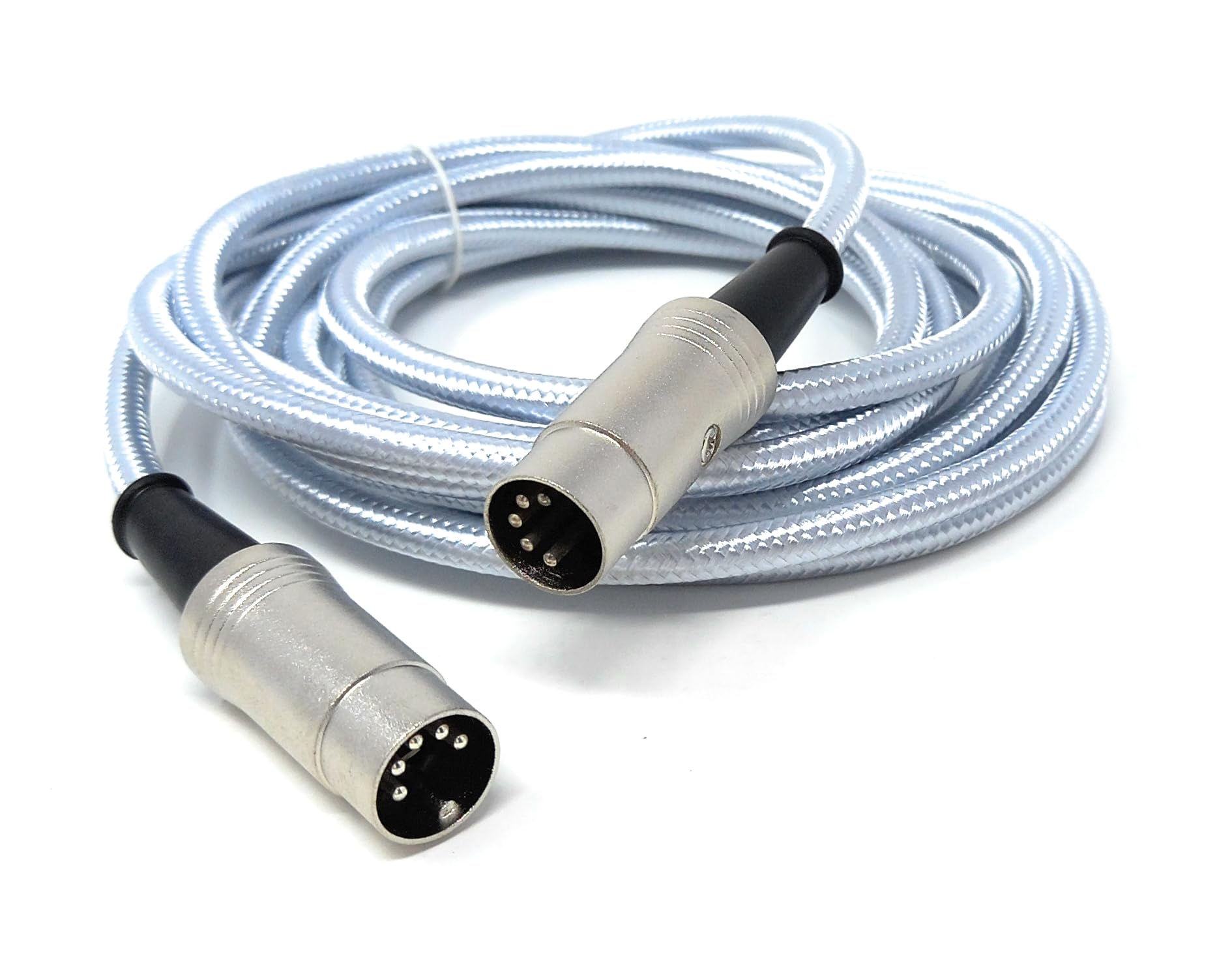 DRUT MIDI 5 Pin DIN Braided Screened Shielded Fully Wired Cable Lead for Midi Audio Equipment, White