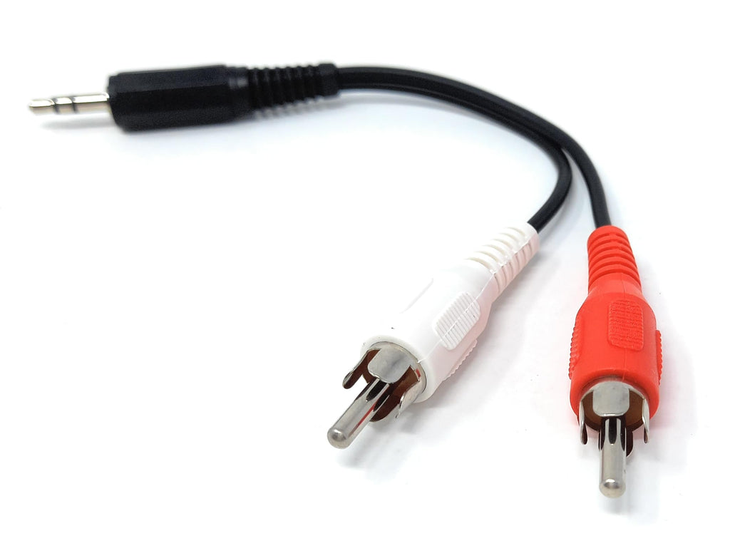 DRUT 3.5mm Stereo AUX Jack to 2 x RCA Phono Stereo Audio Cable Lead, Nickel Connectors
