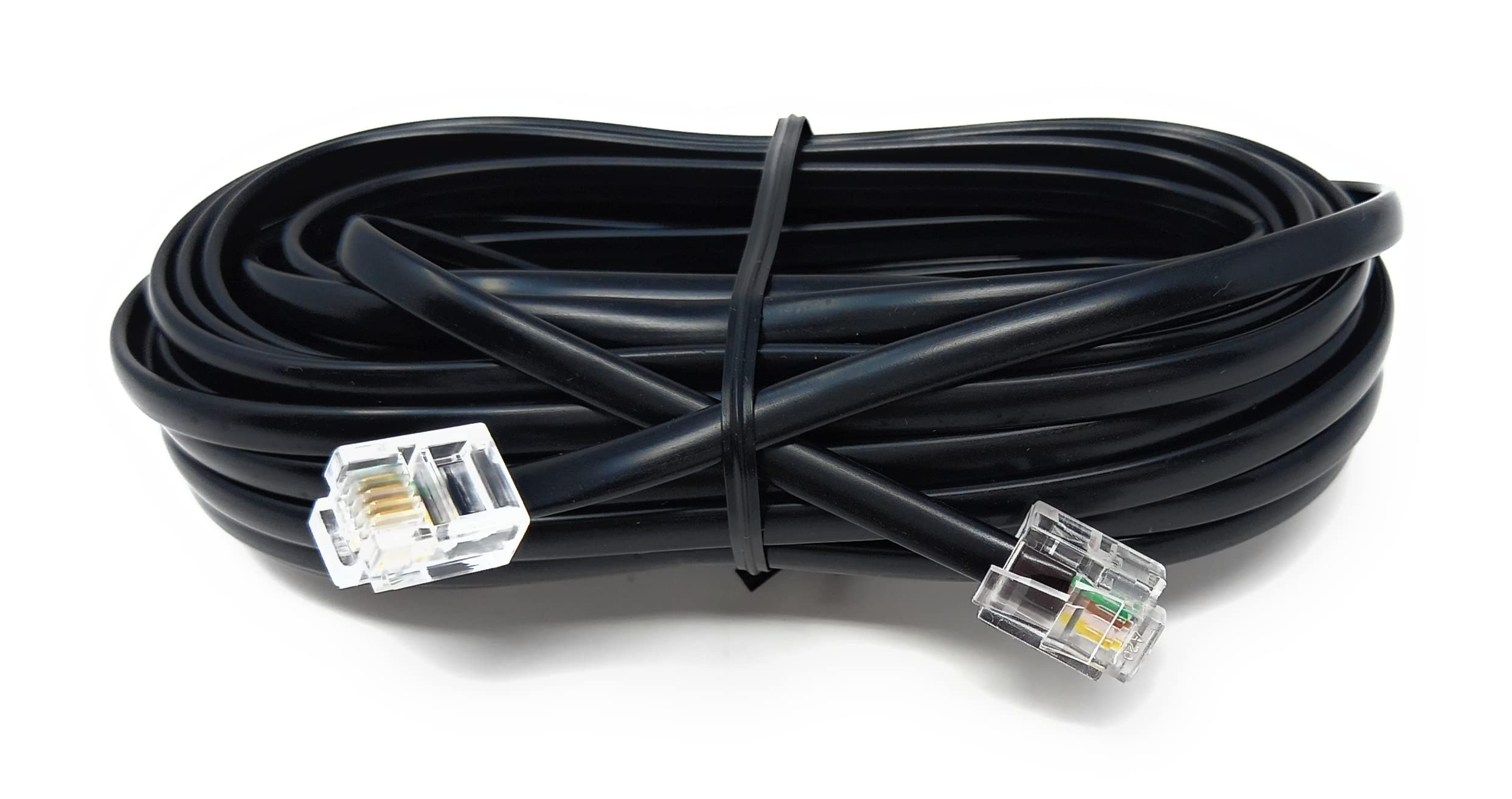 DRUT RJ11 to RJ11 Telephone Landline Cable ADSL (6P4C) Flat Lead High Speed BT Internet Broadband Male to Male Router, Modem, Phone Extension Wire