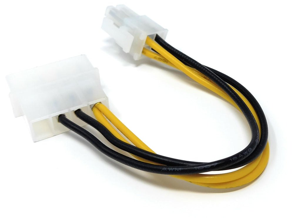 Molex to 4-Pin P4 Power Cable - 4-Pin Square Connector for Motherboards, HDDs, SSDs, and Optical Drives (For PSUs Without P4 Connector)