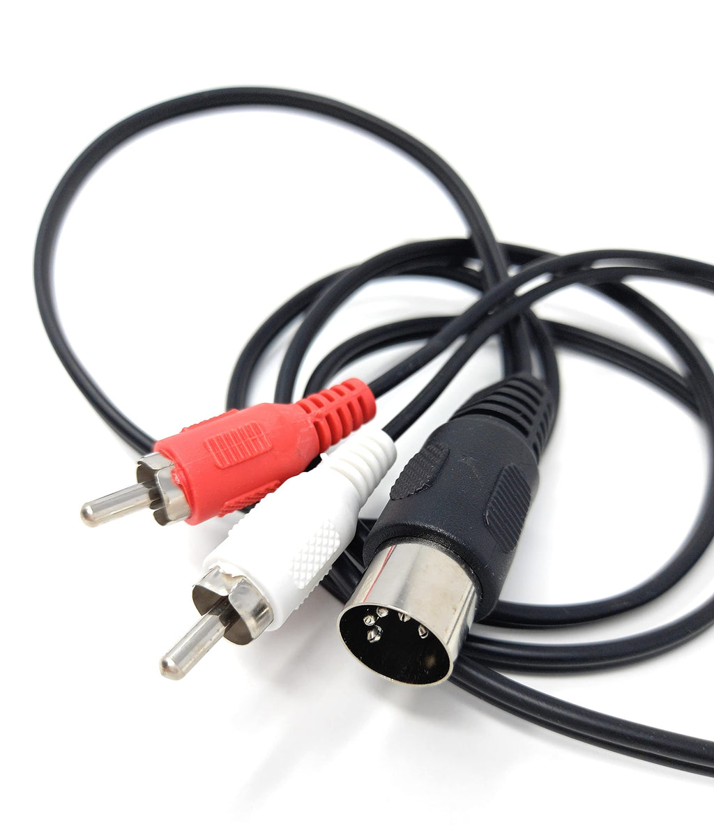 DRUT 5 Pin Midi Male Din Plug to 2 x RCA Phono Male Plugs Audio Cable (wired 3+5) to 2 x RCA plugs