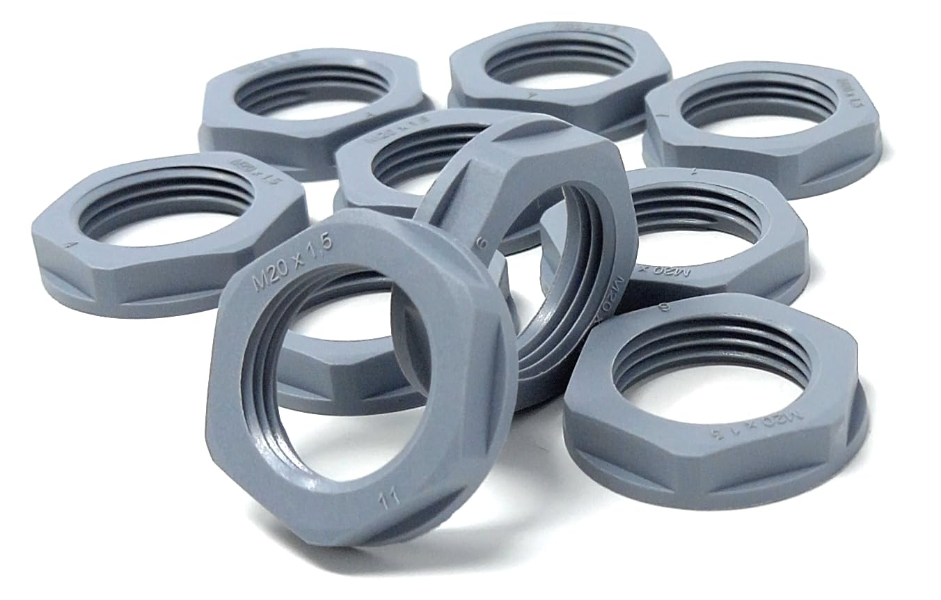 M20 20mm Nylon Locknut (Polyamide), Pack of 10 – Durable, Lightweight Fastening Solution