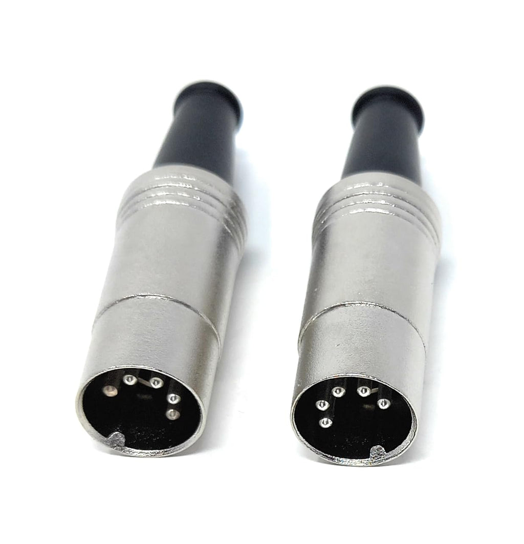 DRUT 5 Pin MIDI DIN Plug Audio Adapter Metal Body and Rubber Strain Relief, Solderable Connections