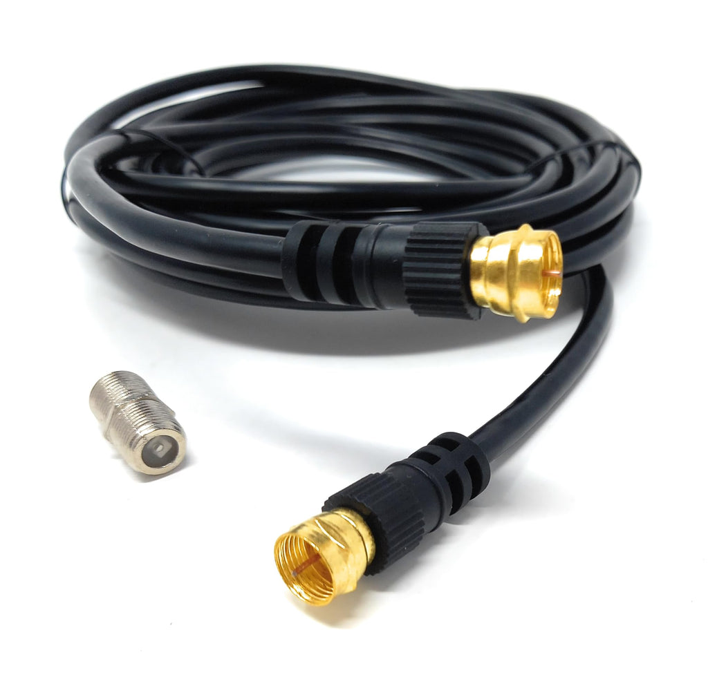 DRUT F-Type Connector TV RG6 Cable With (F-Type Female Coupler) Compatible With STB, Dish TV, Satellite, Antenna Coax Cable Lead