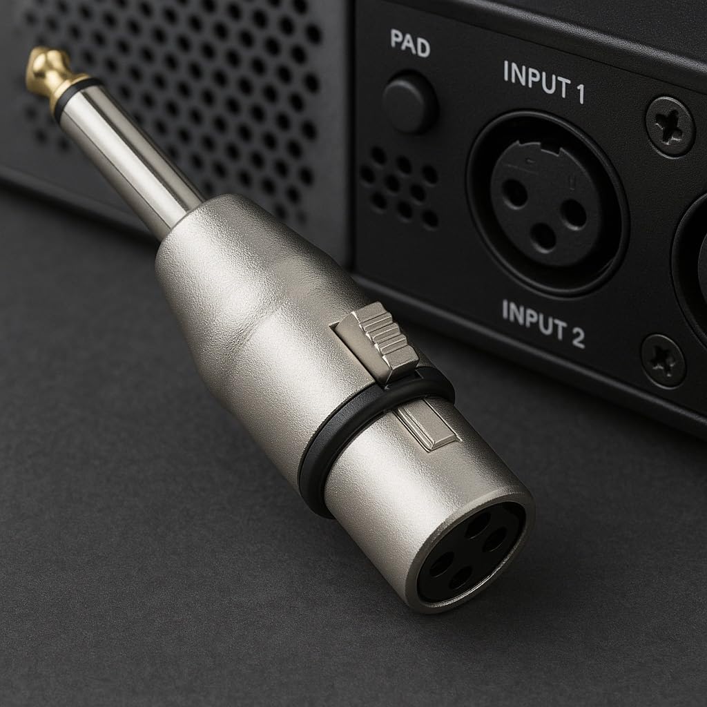 DRUT XLR Female to 6.35mm TS Mono Jack Adapter, Gold-Tipped Audio Connector for Microphones, Mixers, Amplifiers, Recording Equipment, DJ