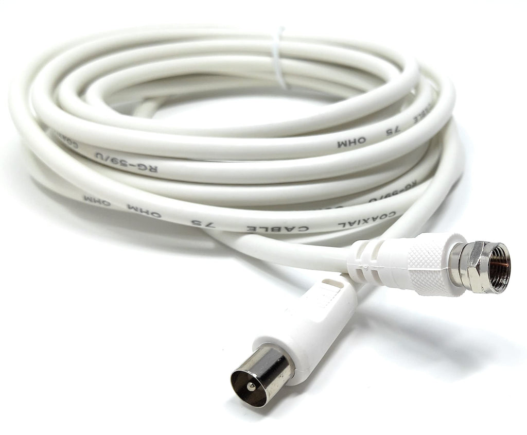 DRUT RF TV Aerial Male to F Type Connector Male Plug Coaxial Coax Cable, Lead, 75 Ohm, 3C-2V