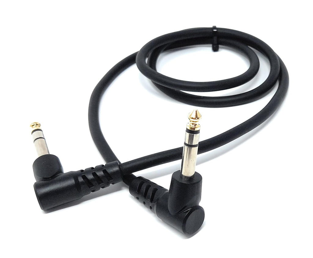6.35mm 1/4" TRS Stereo Jack to Jack Plug, Dual Right Angle Patch Cable Lead for Headphones Amplifiers, Music Instruments, Live Events, DJ