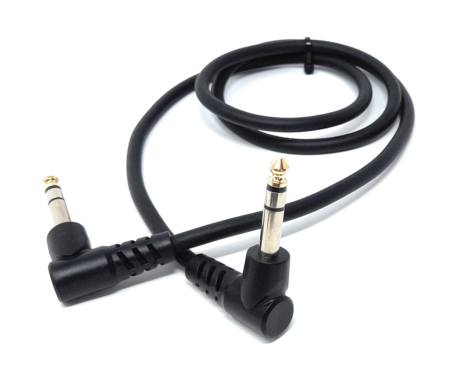 6.35mm 1/4" TRS Stereo Jack to Jack Plug, Dual Right Angle Patch Cable Lead for Headphones Amplifiers, Music Instruments, Live Events, DJ