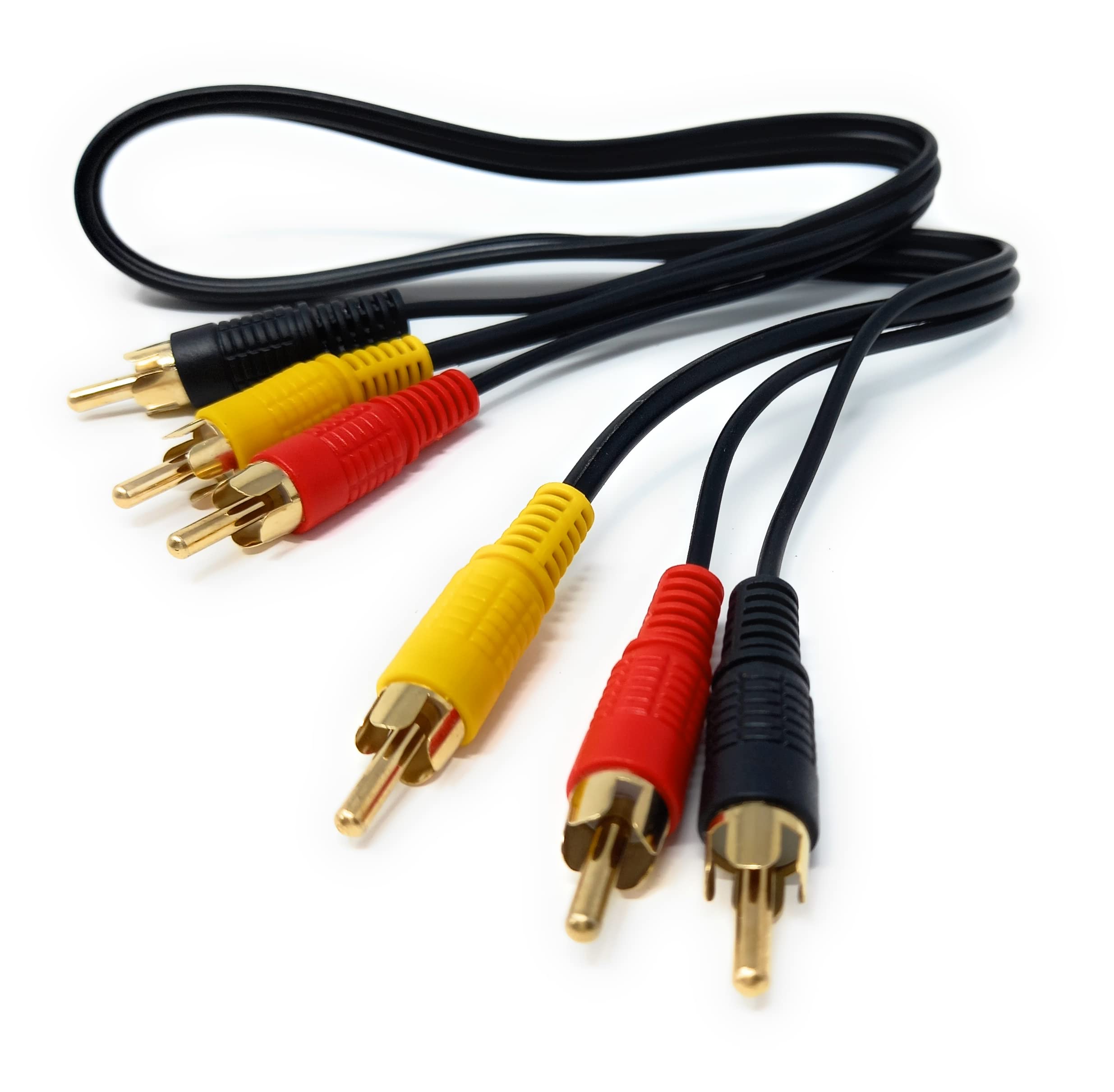 DRUT 3 RCA to 3 RCA Phono Male Plug Triple Jack Cable AV Audio Video Composite Lead
