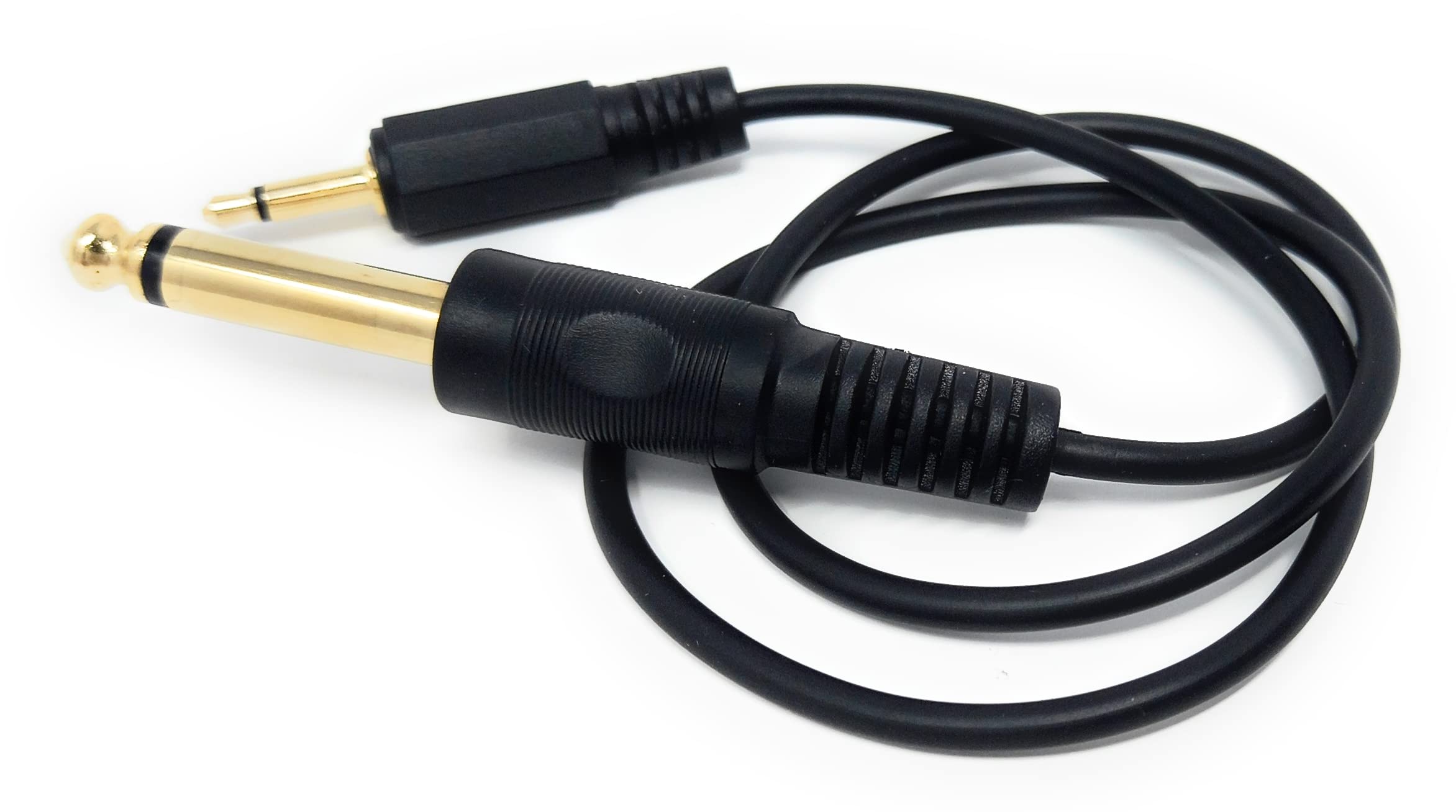 DRUT 3.5mm MONO Jack to 6.35mm MONO Jack Plug Audio TS Coax Cable Lead, Male to Male Gold Flashed Ends