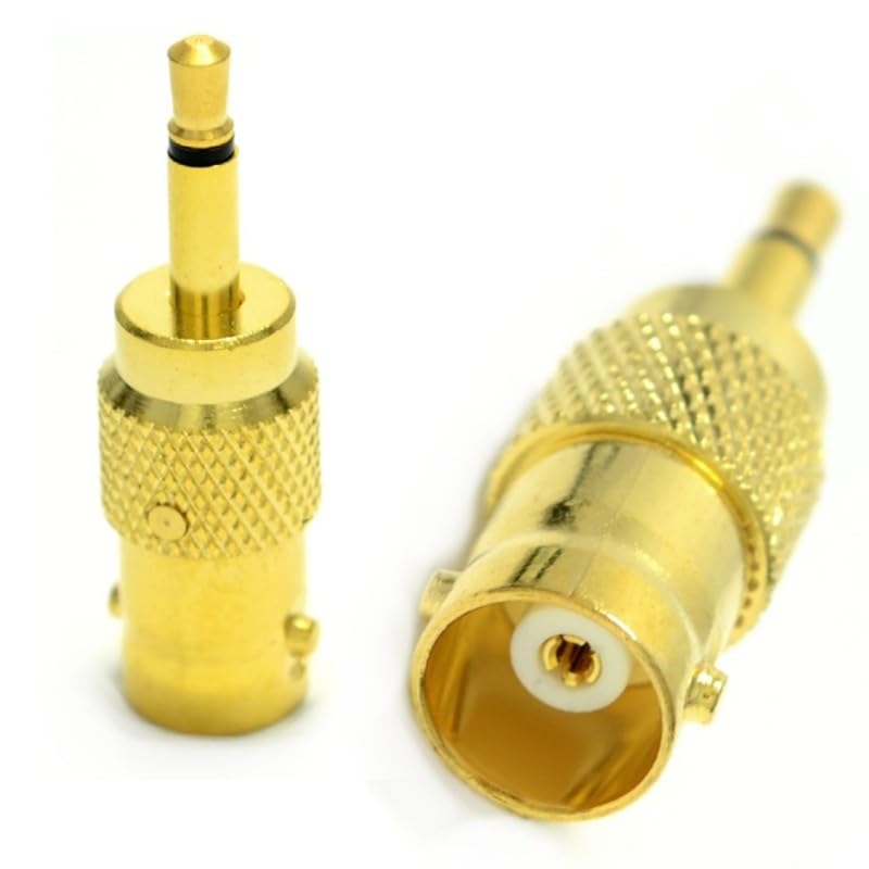DRUT BNC Socket to 3.5mm Male Mono Jack Plug Composite Coax Cable Adapter