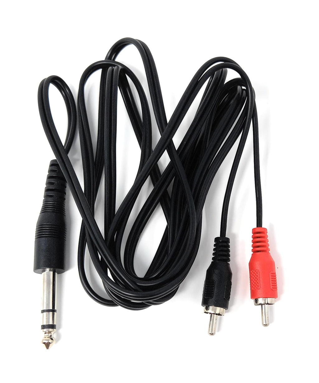 DRUT 6.35mm Stereo Jack to 2 x RCA Phono Plugs Stereo Cable, TRS to RCA Audio, 1/4'' Jack to 2 RCA Male Y Splitter Lead