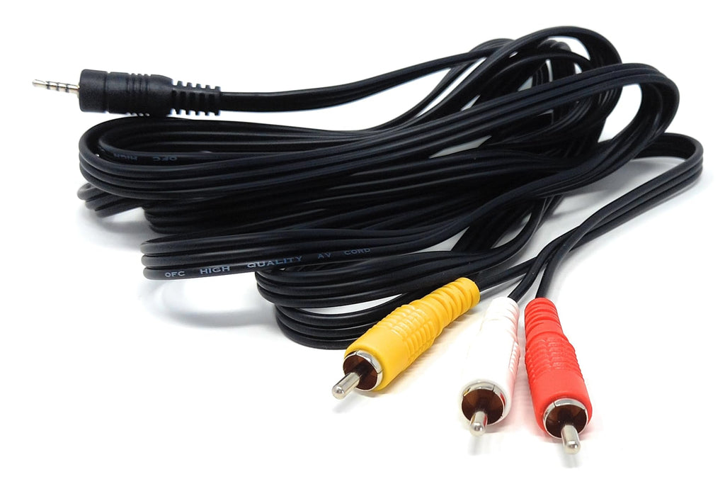 DRUT 2.5mm 4 pole to Triple RCA Phono Cable for Digital Cameras, AV, Audio, Video, TV, Lead