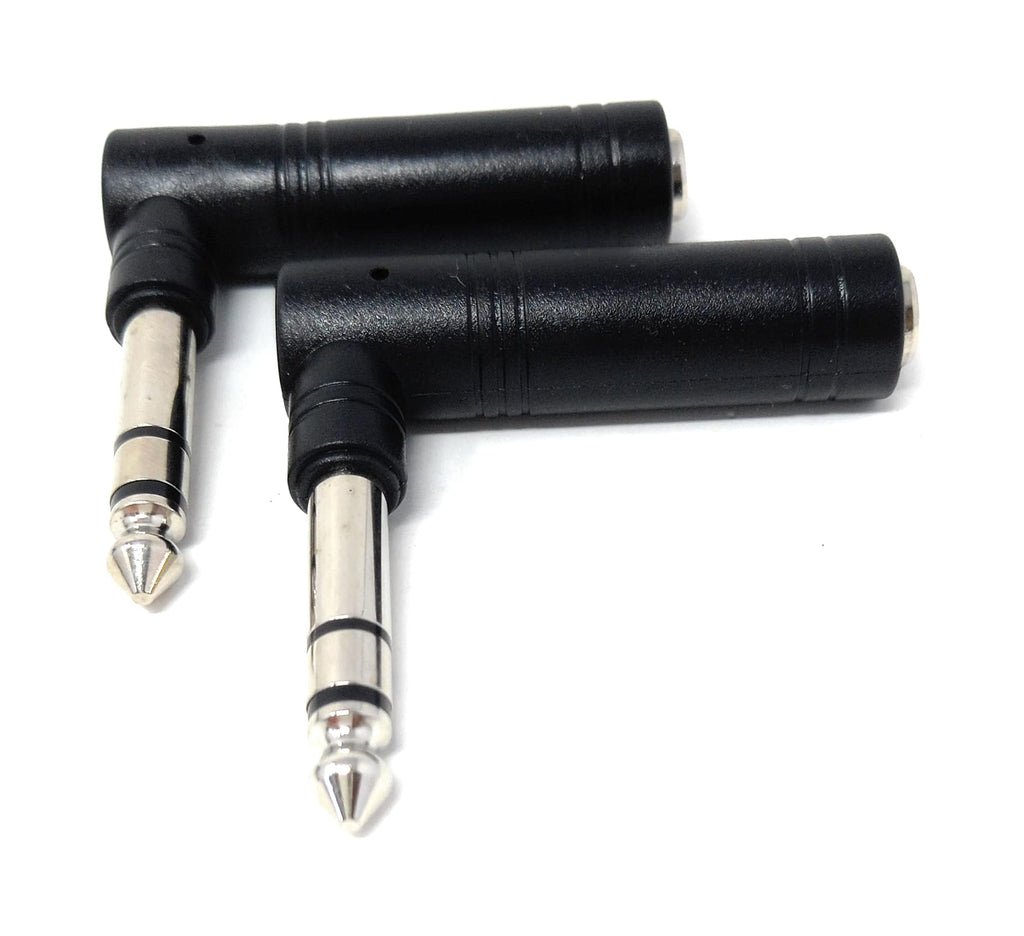 DRUT 6.35mm Right-Angle TRS Audio Adapter – Stereo Male to Female Jack Plug Connector, 1/4 Inch Angled Extension for Headphones, Amps, Mixers, Instruments