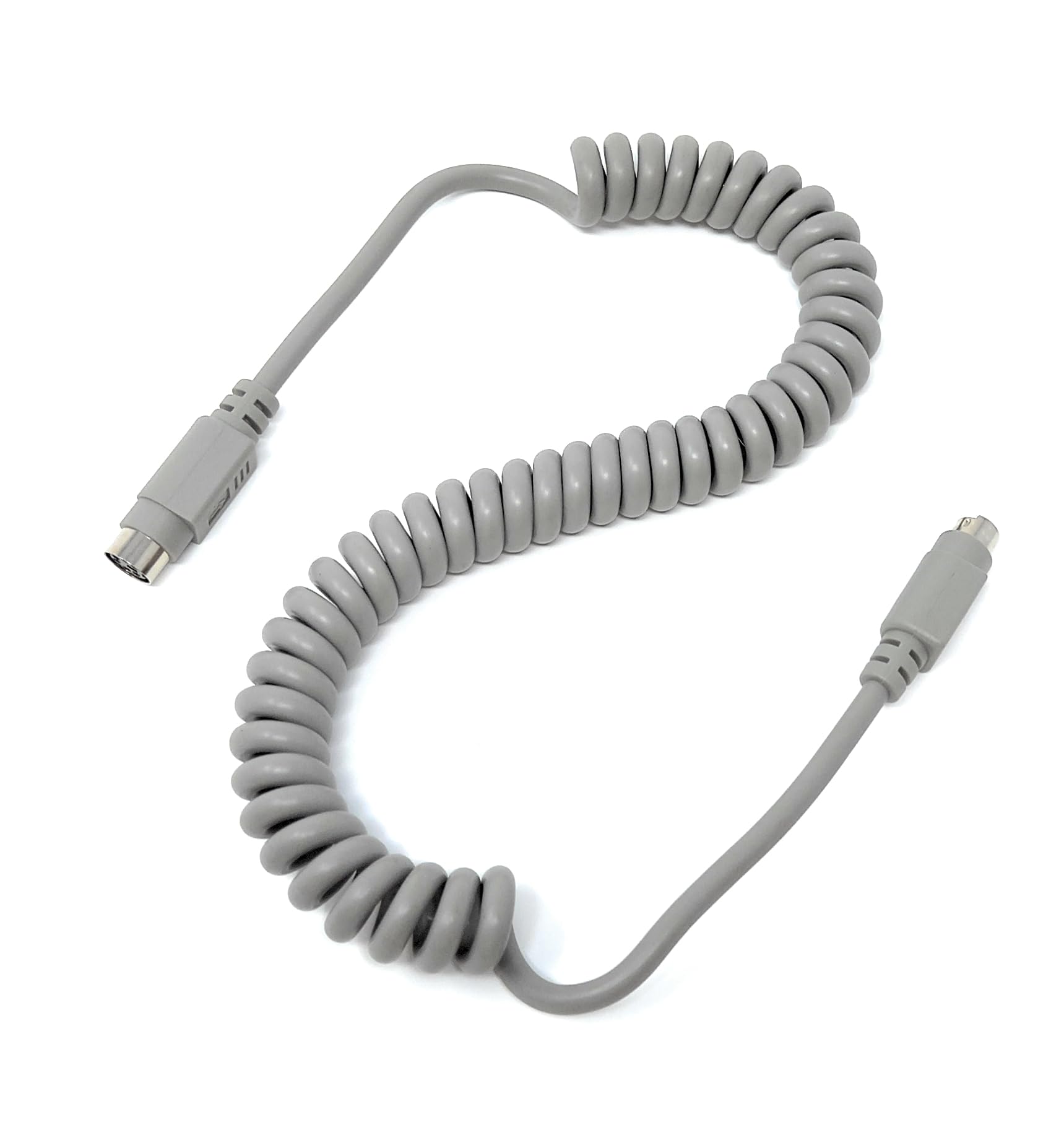 6 Pin Mini-Din Audio, Video, PS/2 Connection Coiled Extension Cable Lead, Male to Female, Compatible with PA Systems, Amp, Music Instruments, Data Communication, Ham Radio, Computer Interfaces, Max2m